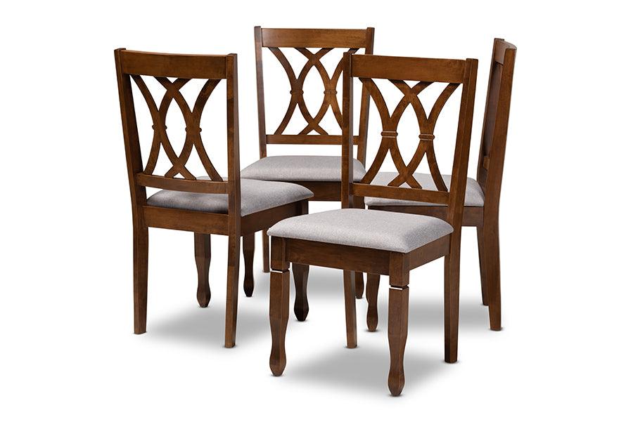 Augustine Modern and Contemporary Fabric Upholstered and Finished Wood 4-Piece Dining Chair Set Set