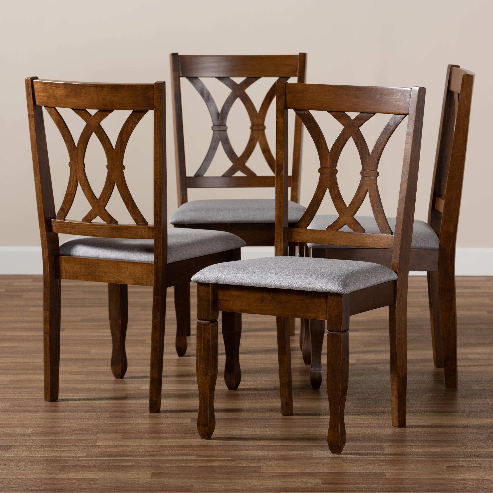 Augustine Modern and Contemporary Fabric Upholstered and Finished Wood 4-Piece Dining Chair Set Set