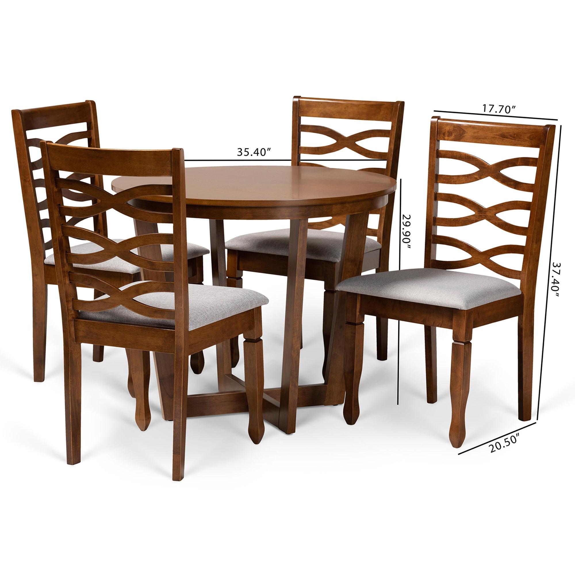 Alicia Modern and Contemporary Fabric Upholstered and Finished Wood 5-Piece Dining Set