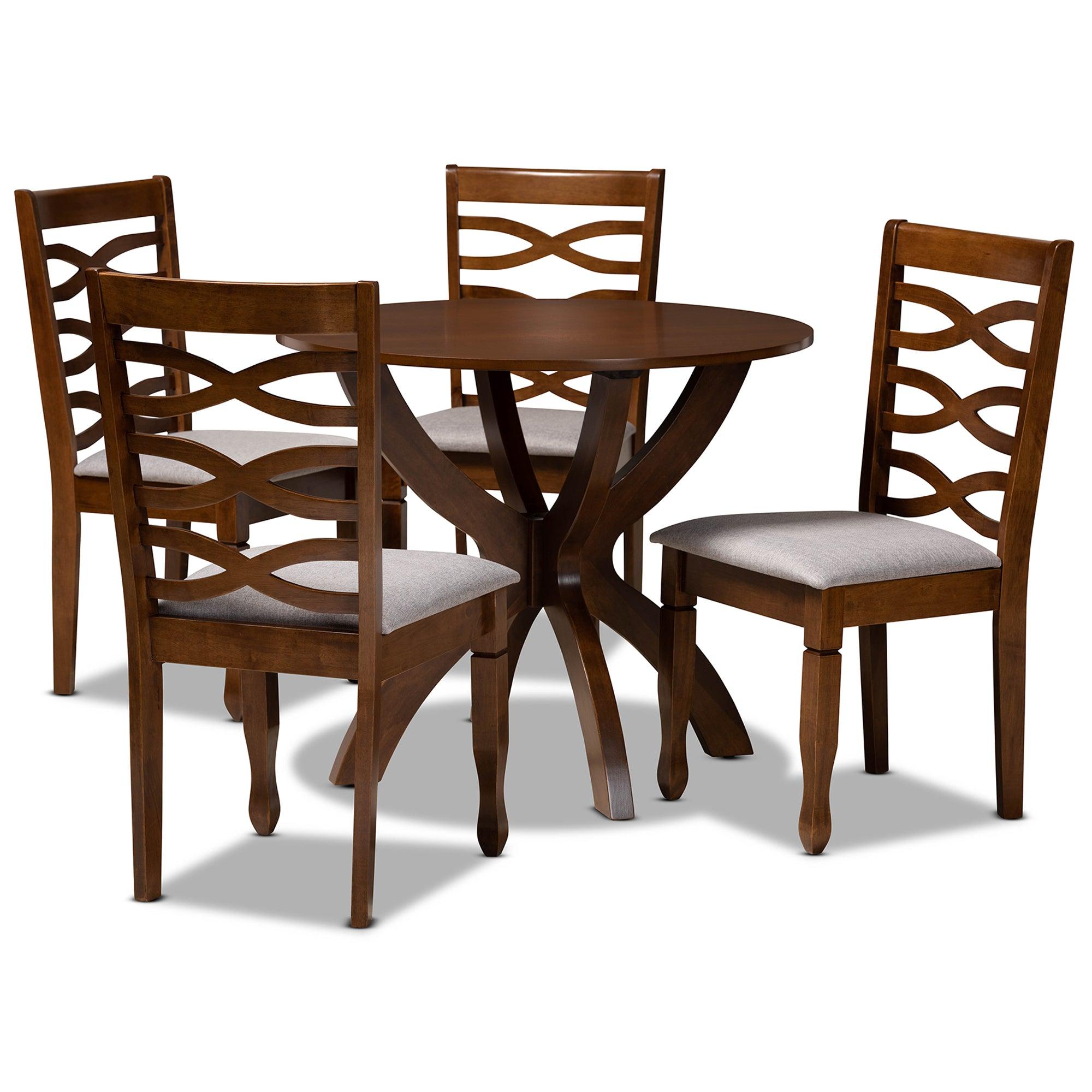 Aspen Modern and Contemporary Fabric Upholstered and Finished Wood 5-Piece Dining Set