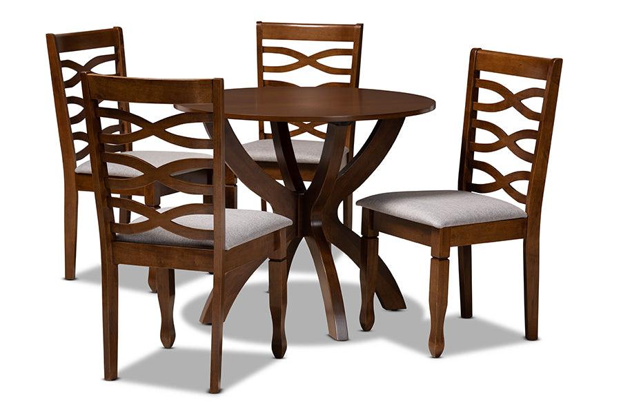 Aspen Modern and Contemporary Fabric Upholstered and Finished Wood 5-Piece Dining Set