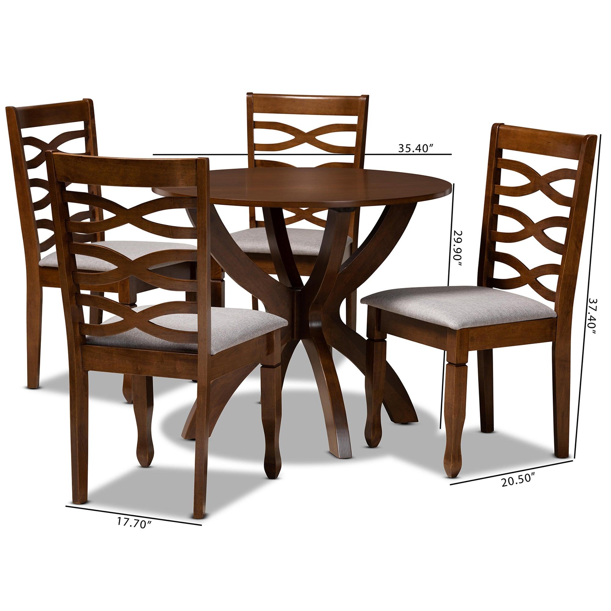 Aspen Modern and Contemporary Fabric Upholstered and Finished Wood 5-Piece Dining Set