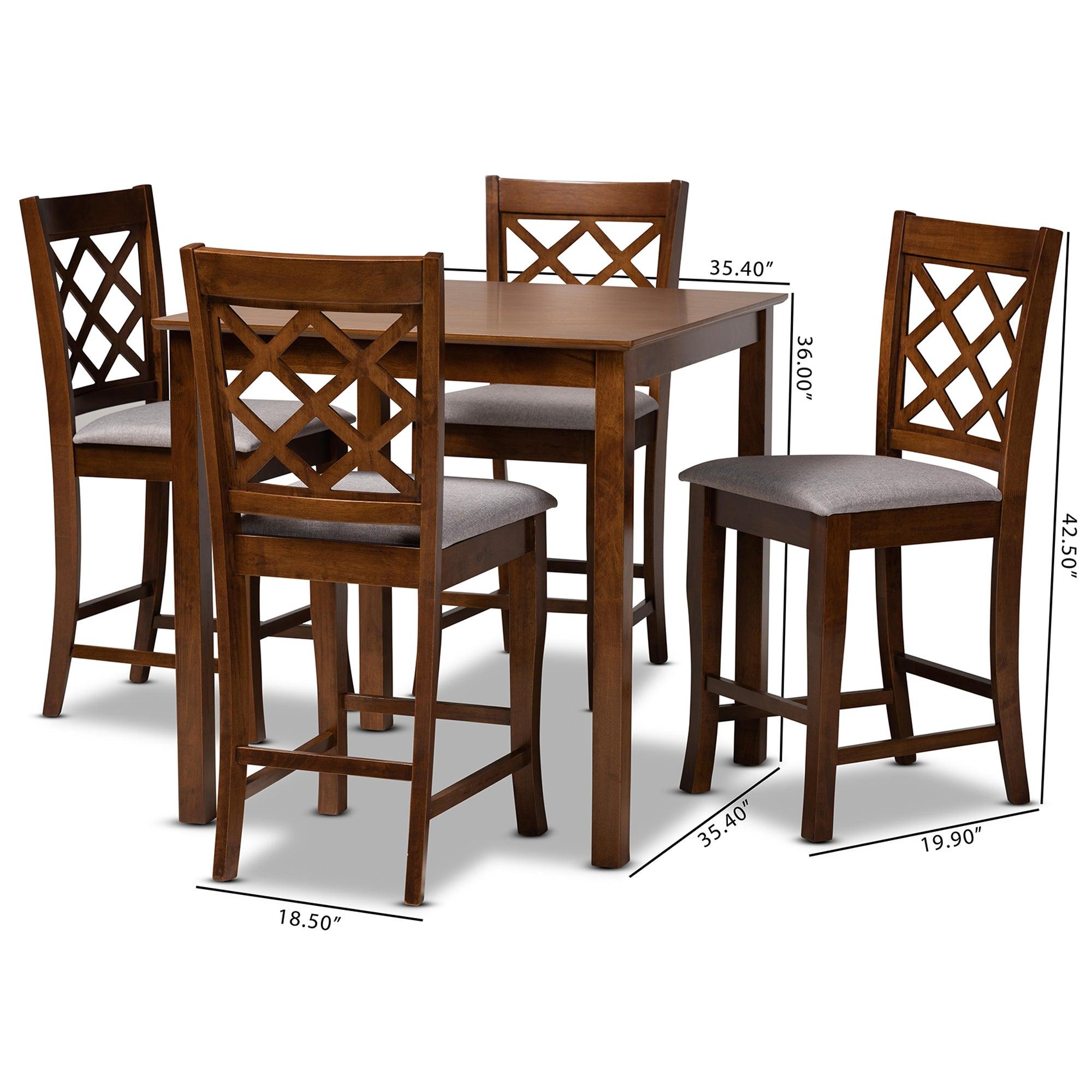 Alora Modern and Contemporary Fabric Upholstered Finished 5-Piece Wood Pub Set