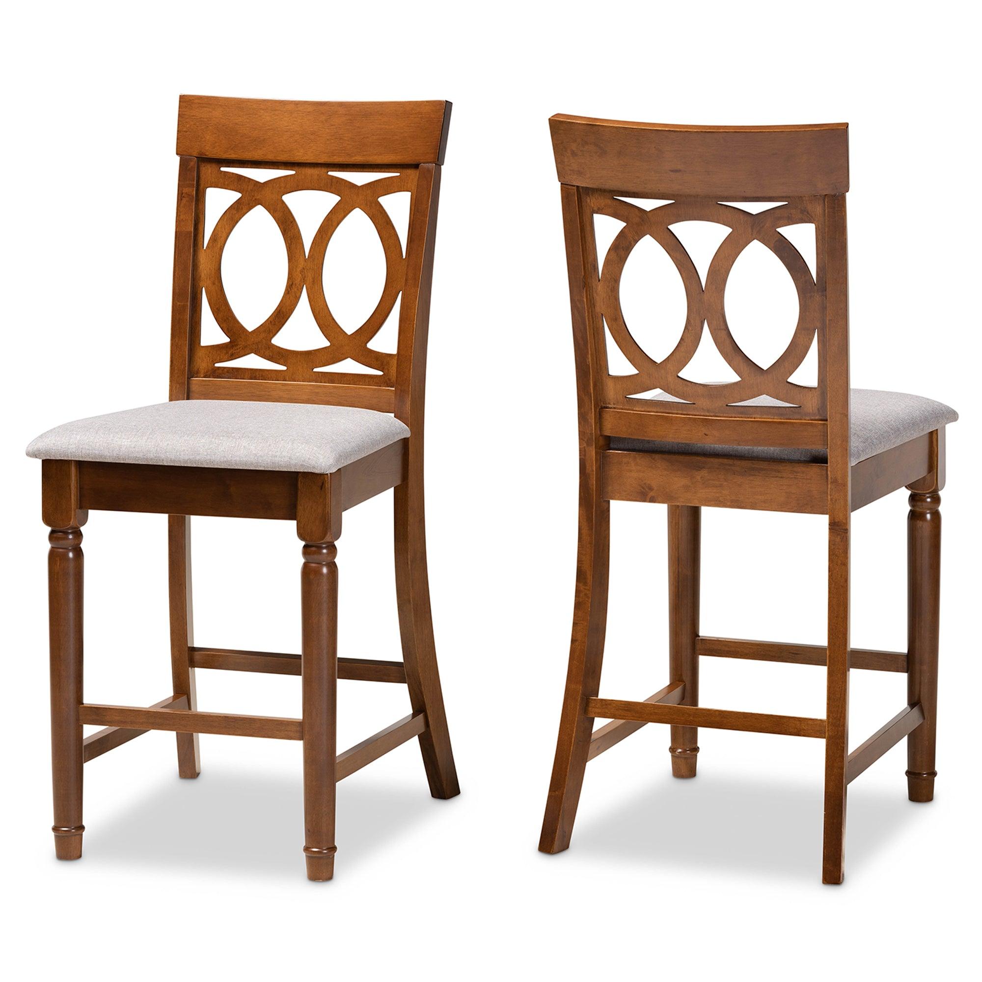 Violet Modern and Contemporary Fabric Upholstered and Finished Wood 2-Piece Counter Height Pub Chair Set