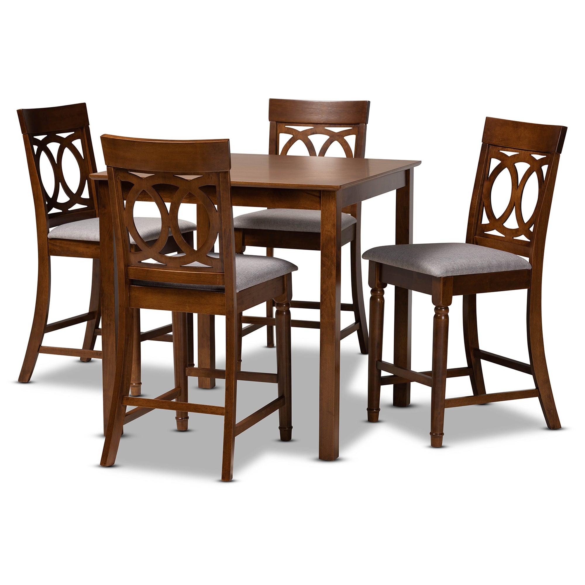 Verina Modern and Contemporary Fabric Upholstered Finished 5-Piece Wood Pub Set