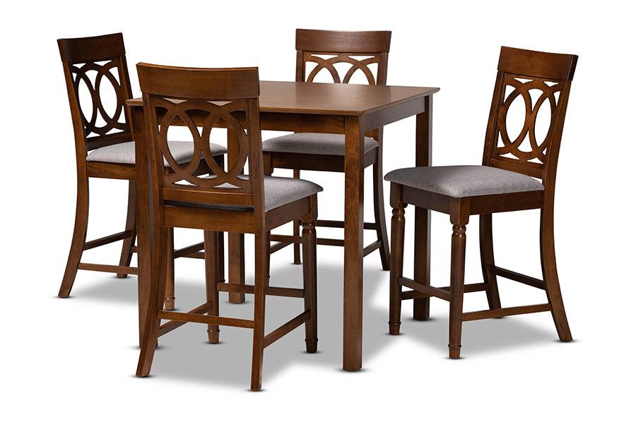 Verina Modern and Contemporary Fabric Upholstered Finished 5-Piece Wood Pub Set