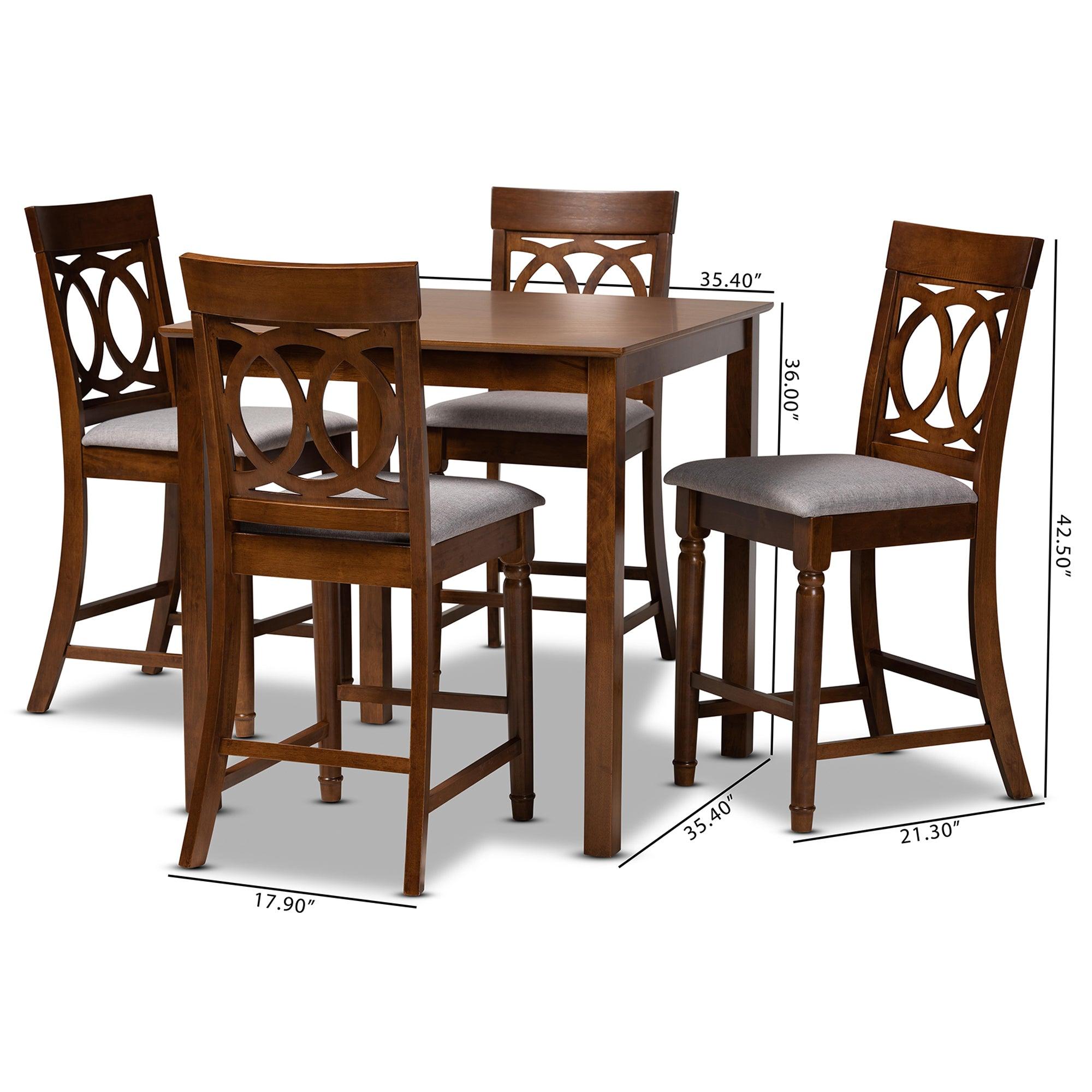 Verina Modern and Contemporary Fabric Upholstered Finished 5-Piece Wood Pub Set