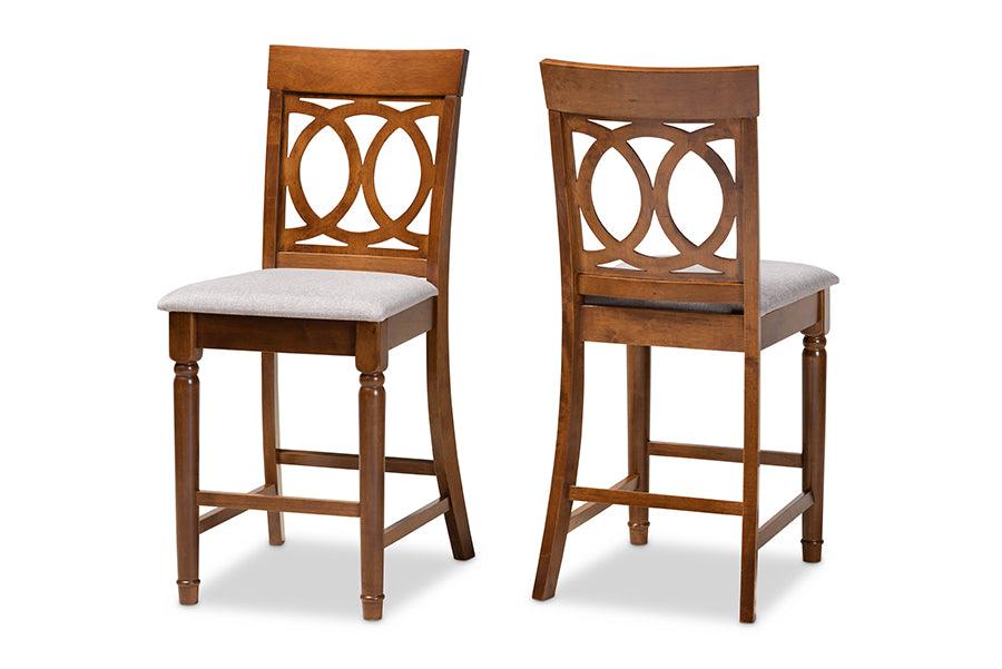 Violet Modern and Contemporary Fabric Upholstered and Finished Wood 2-Piece Counter Height Pub Chair Set