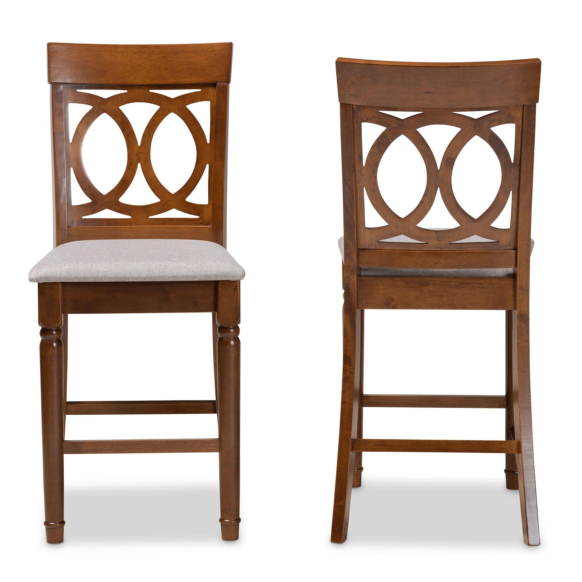 Violet Modern and Contemporary Fabric Upholstered and Finished Wood 2-Piece Counter Height Pub Chair Set