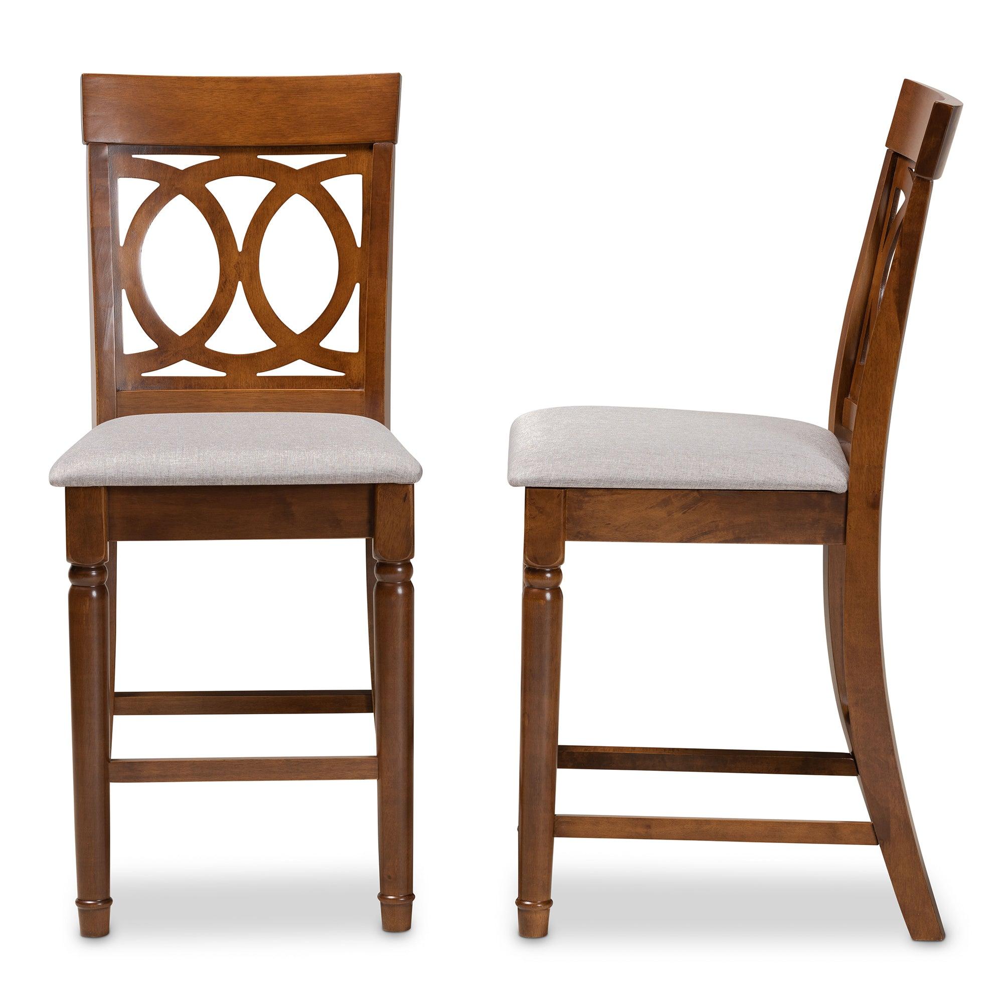 Violet Modern and Contemporary Fabric Upholstered and Finished Wood 2-Piece Counter Height Pub Chair Set