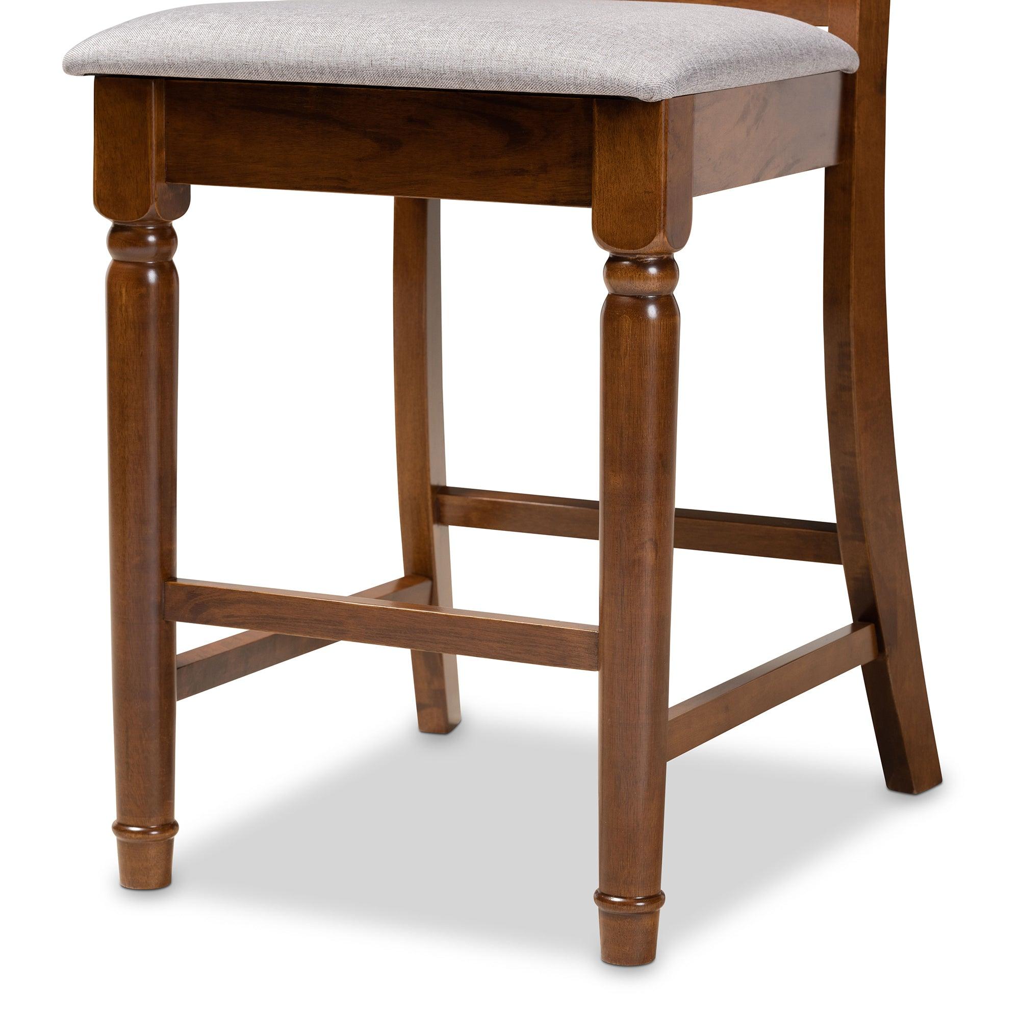 Violet Modern and Contemporary Fabric Upholstered and Finished Wood 2-Piece Counter Height Pub Chair Set