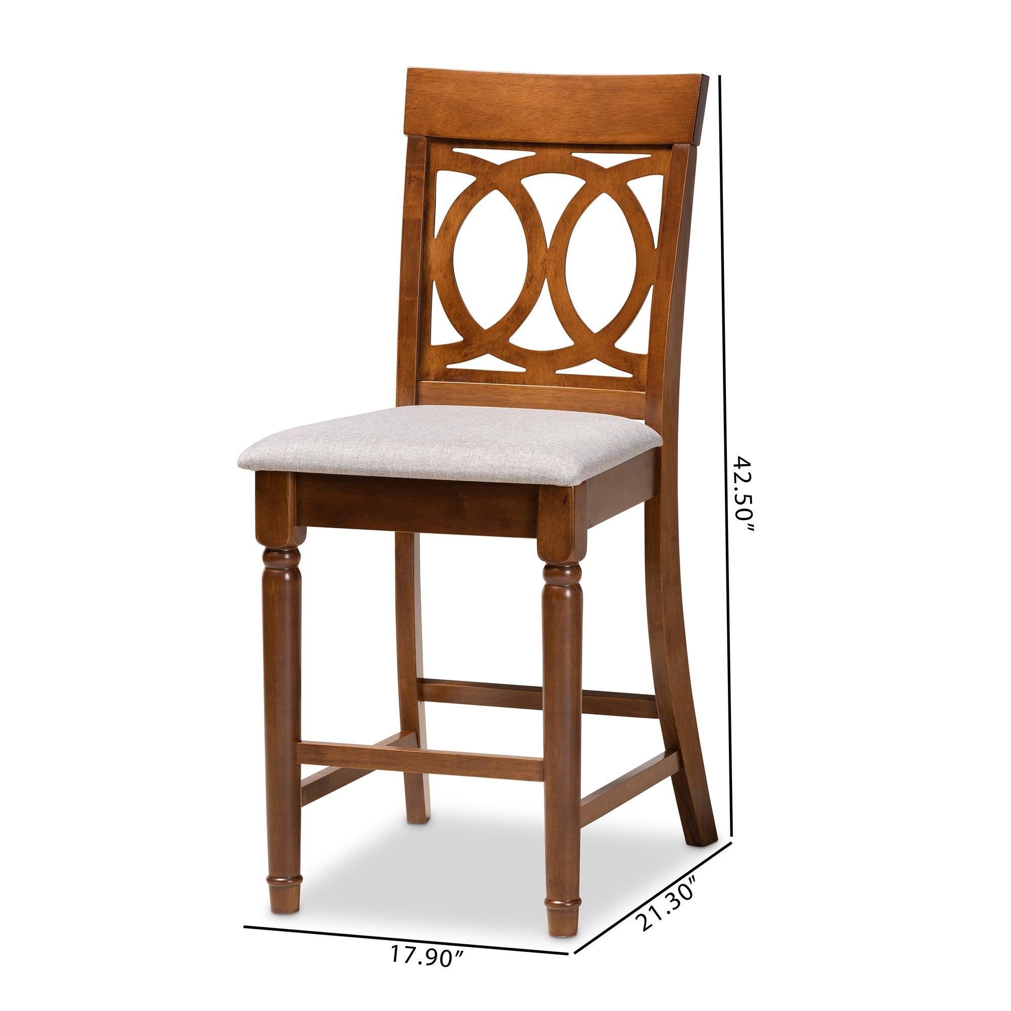 Violet Modern and Contemporary Fabric Upholstered and Finished Wood 2-Piece Counter Height Pub Chair Set