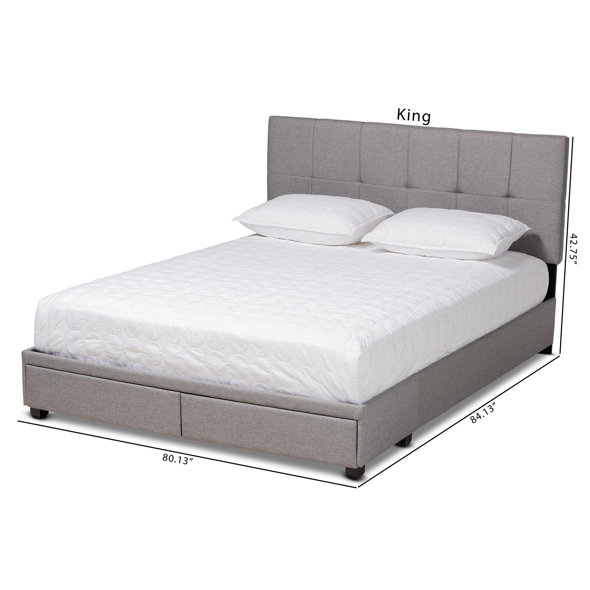 Netti Light Fabric Upholstered 2-Drawer Platform Storage Bed