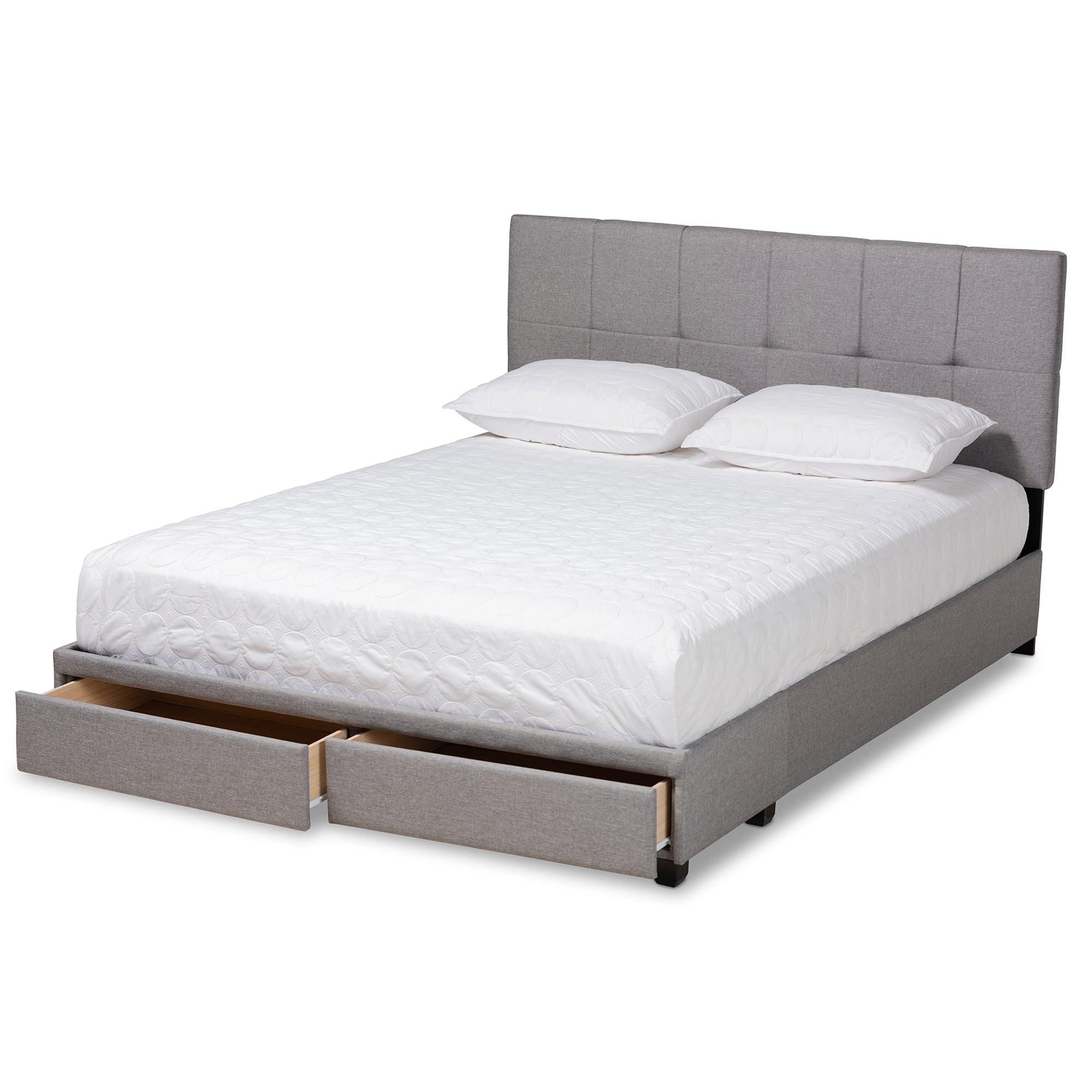 Netti Light Fabric Upholstered 2-Drawer Platform Storage Bed