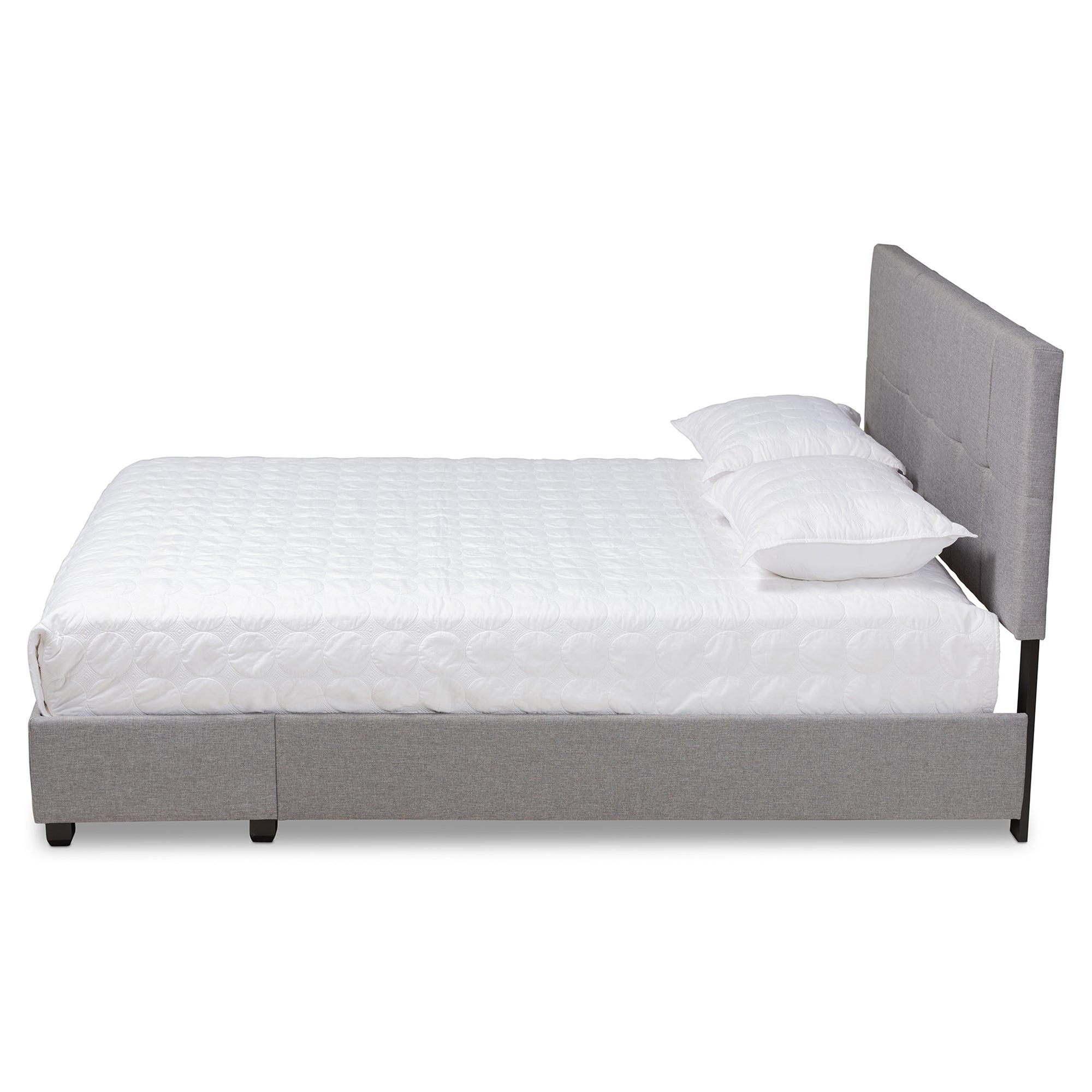 Netti Light Fabric Upholstered 2-Drawer Platform Storage Bed