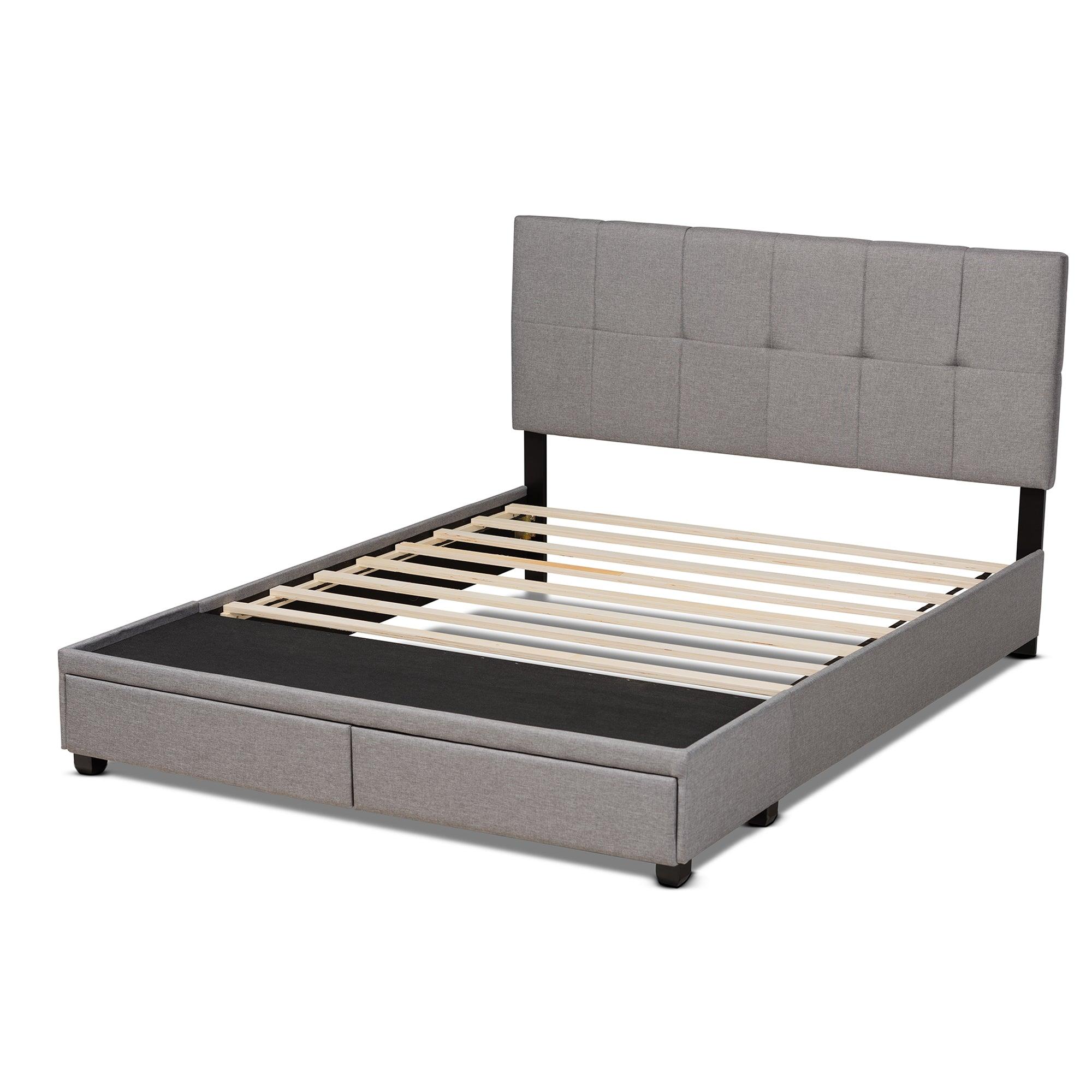 Netti Light Fabric Upholstered 2-Drawer Platform Storage Bed