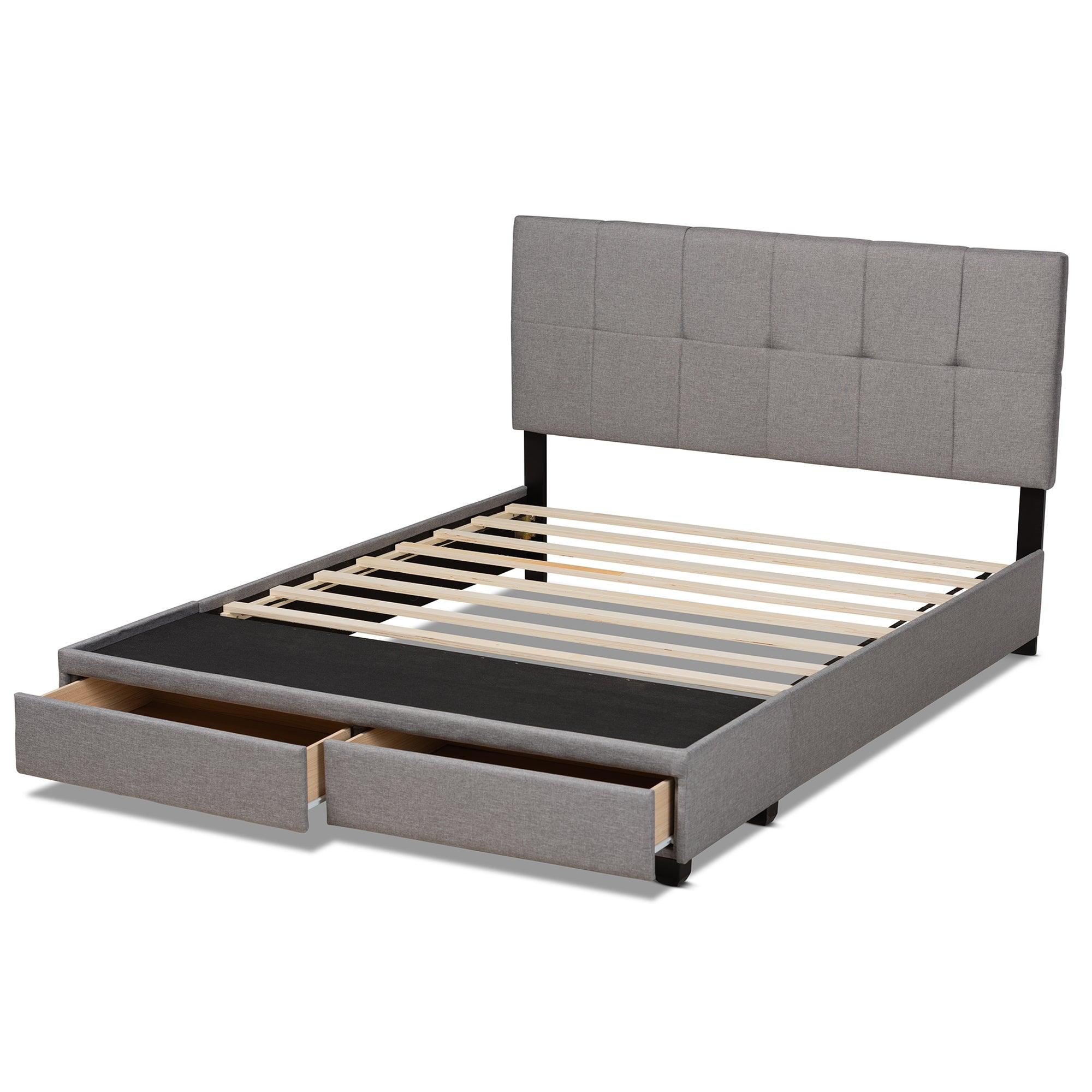 Netti Light Fabric Upholstered 2-Drawer Platform Storage Bed