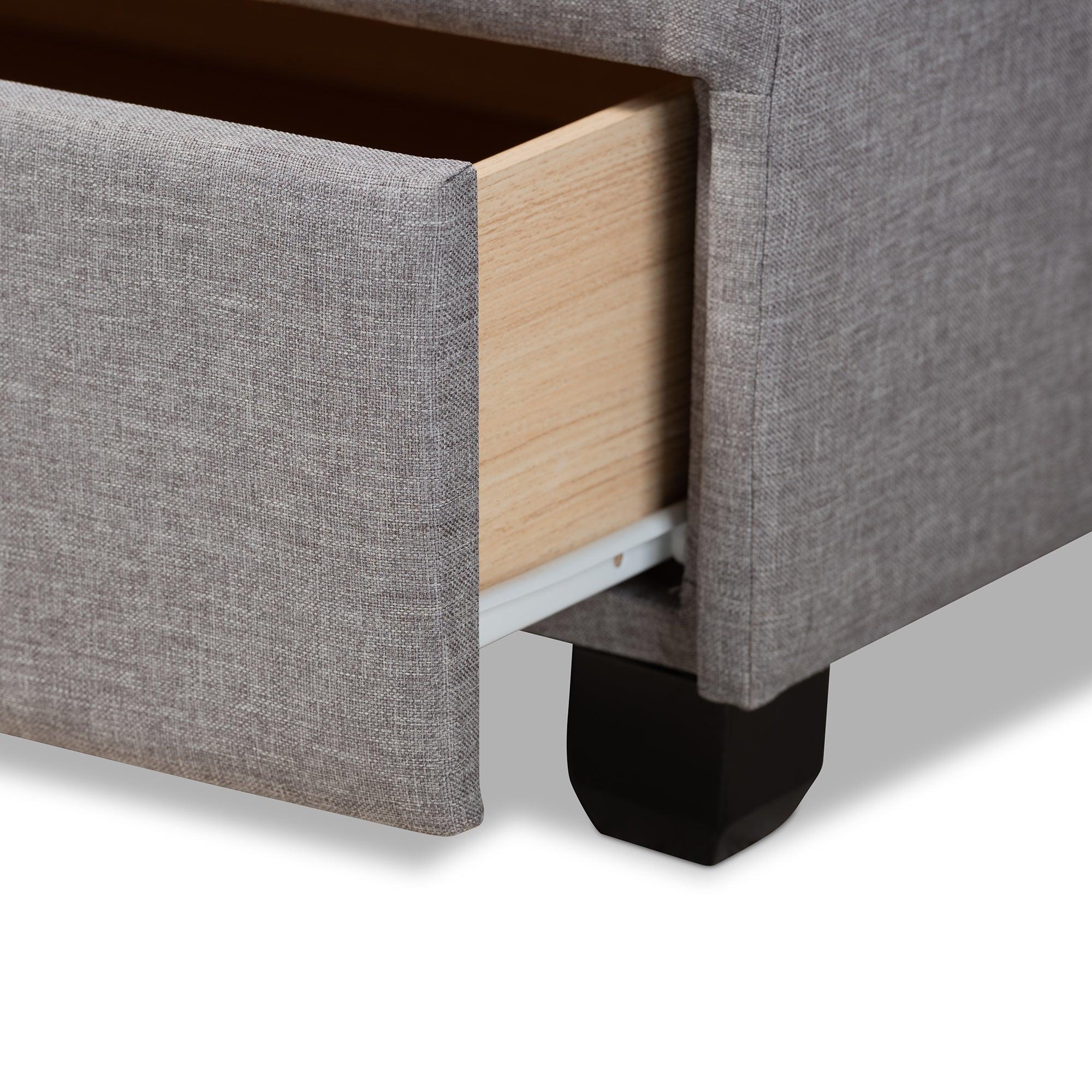 Netti Light Fabric Upholstered 2-Drawer Platform Storage Bed