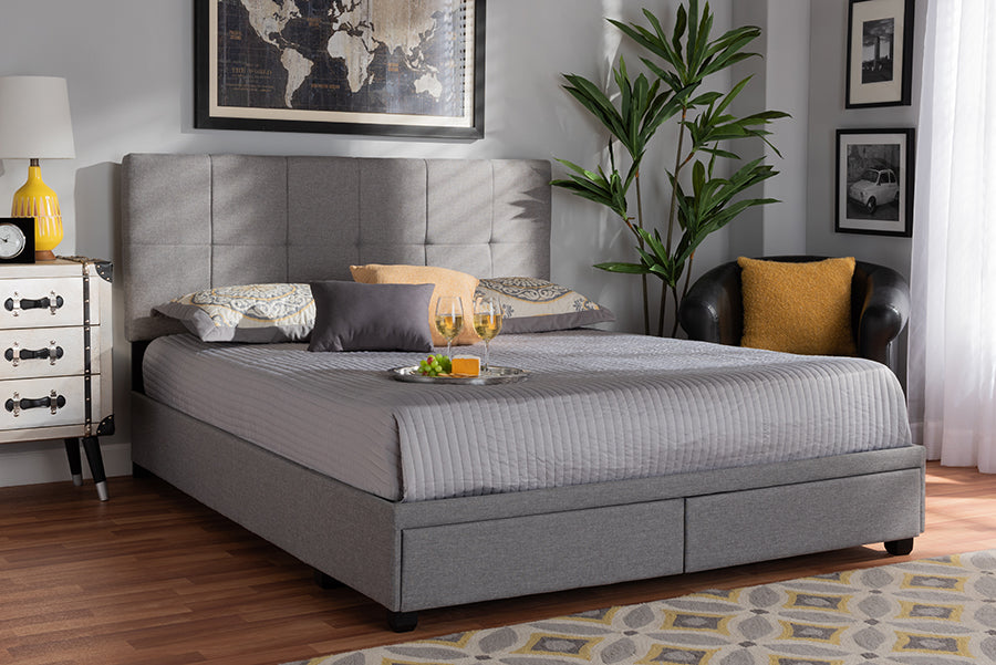 Netti Fabric Upholstered 2-Drawer Platform Storage Bed