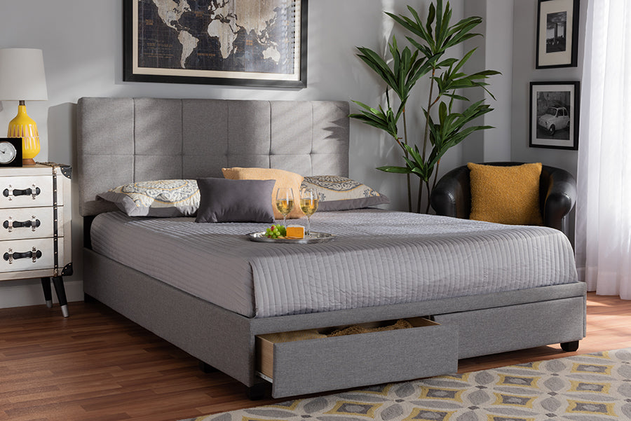 Netti Fabric Upholstered 2-Drawer Platform Storage Bed