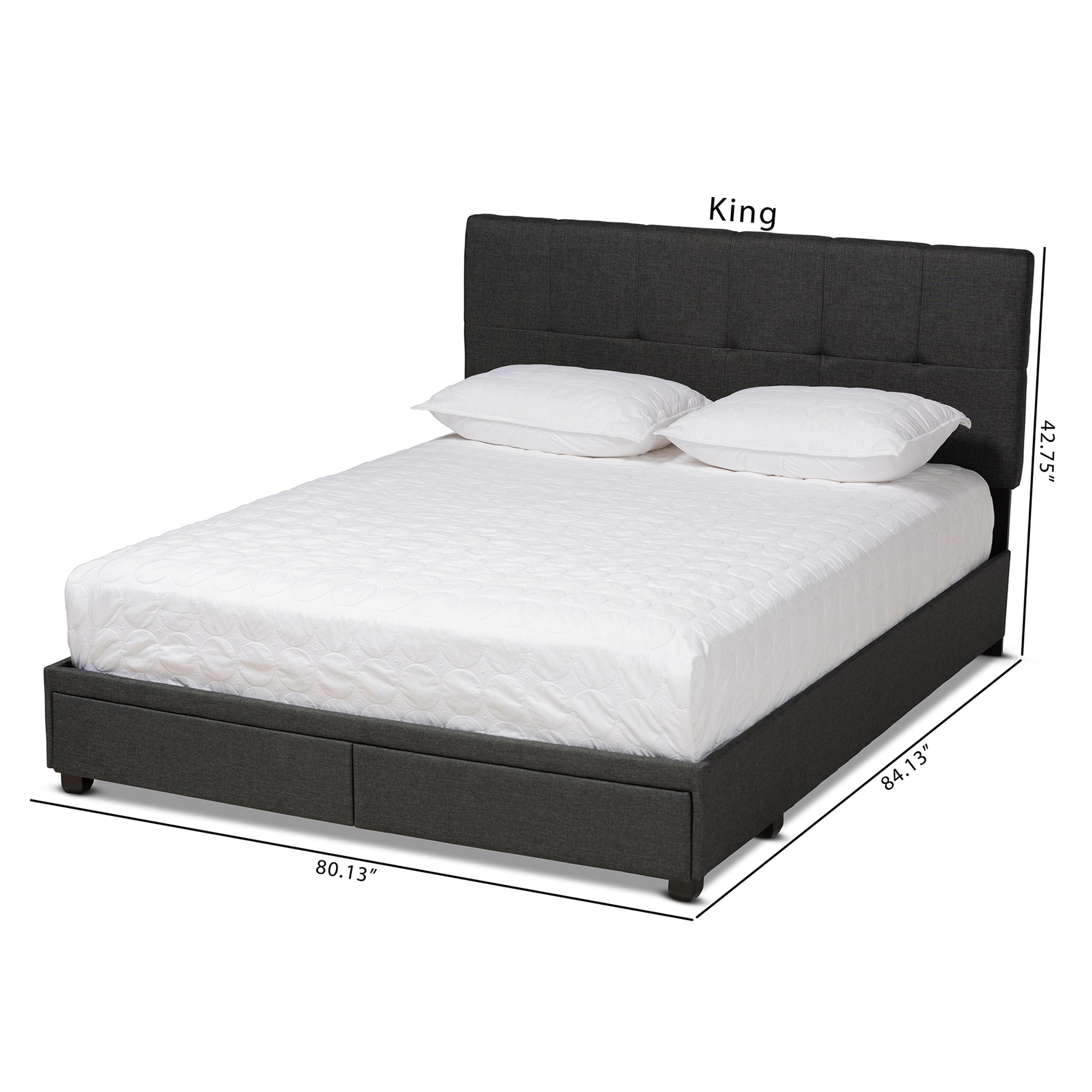 Netti Fabric Upholstered 2-Drawer Platform Storage Bed