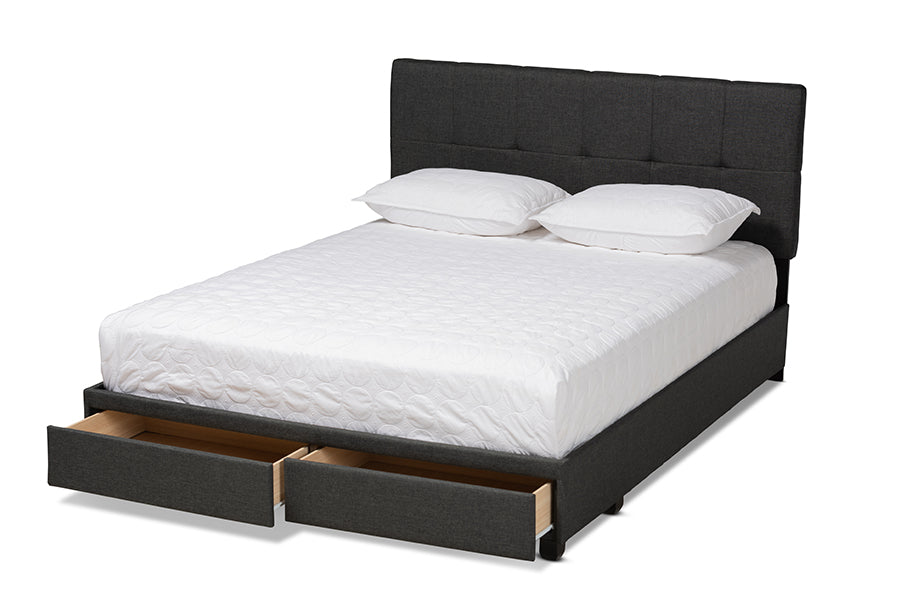 Netti Fabric Upholstered 2-Drawer Platform Storage Bed