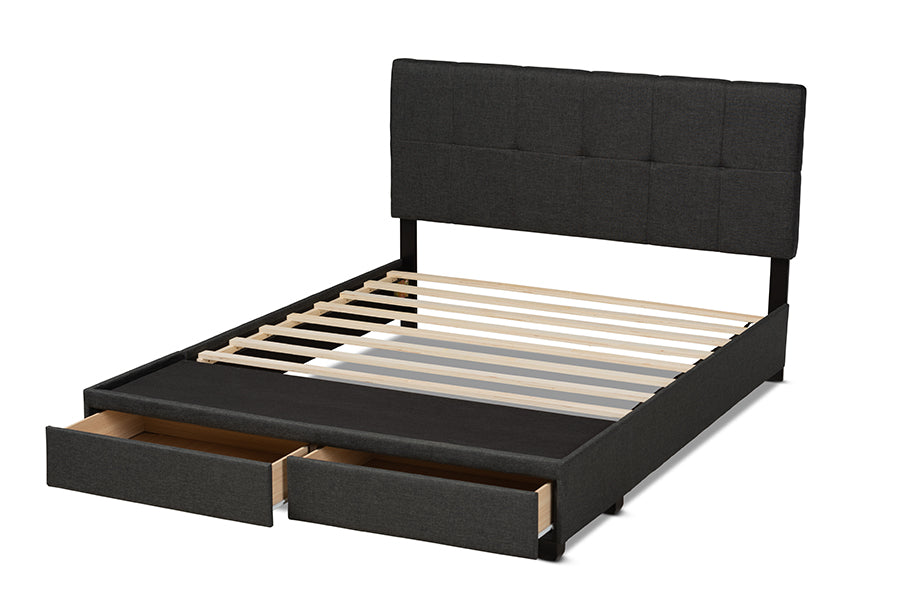 Netti Fabric Upholstered 2-Drawer Platform Storage Bed