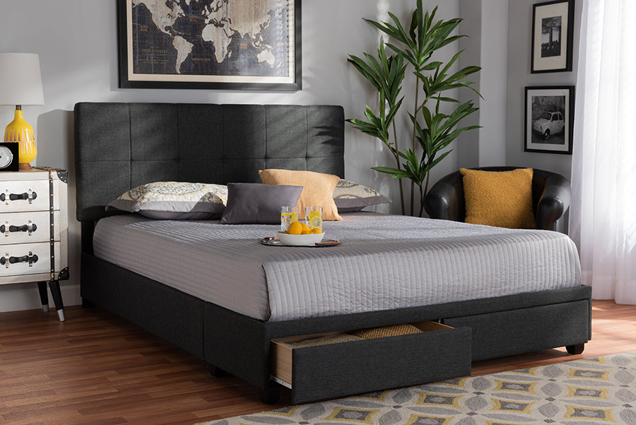 Netti Fabric Upholstered 2-Drawer Platform Storage Bed