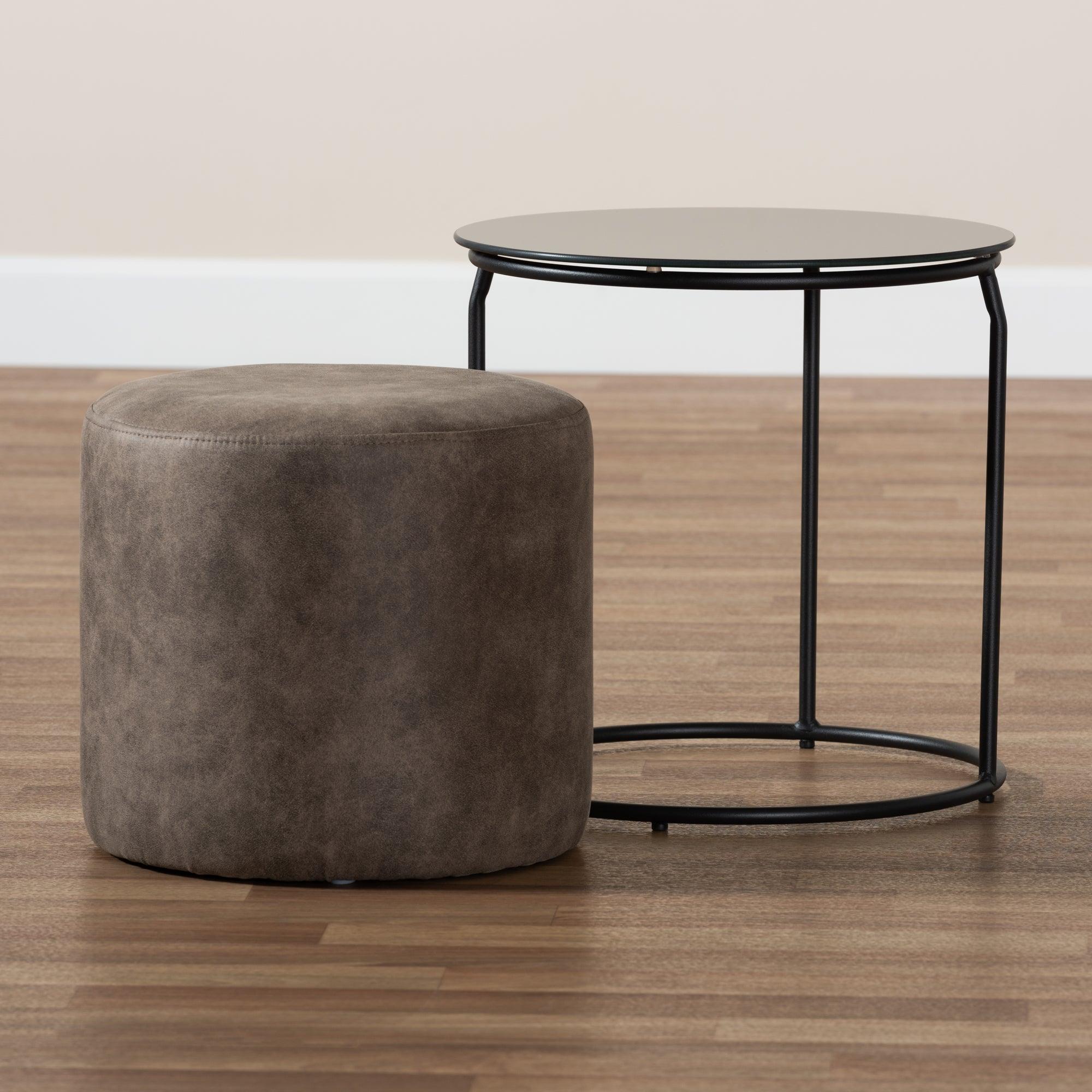 Kira Modern and Contemporary with and 2-Piece Nesting Table and Ottoman Set