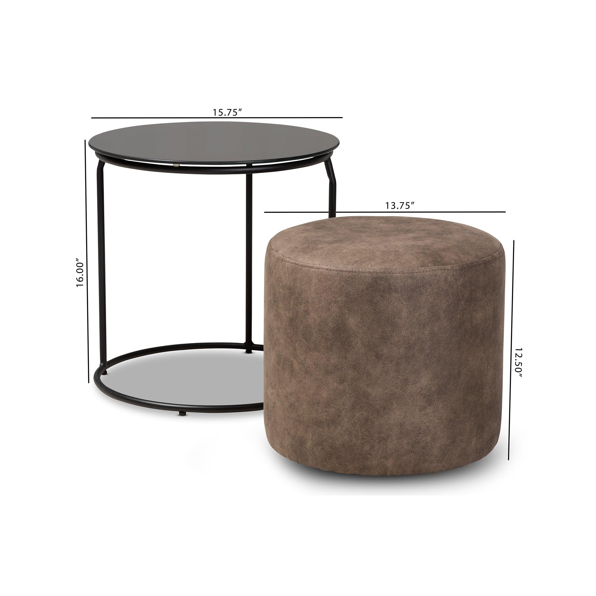 Kira Modern and Contemporary with and 2-Piece Nesting Table and Ottoman Set