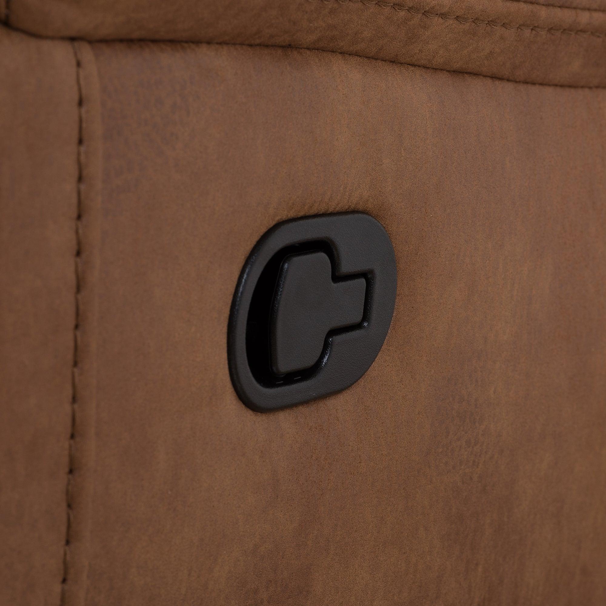 Mistral Modern and Contemporary Light Palomino Suede 6-Piece Sectional with Recliners Corner Lounge Suite