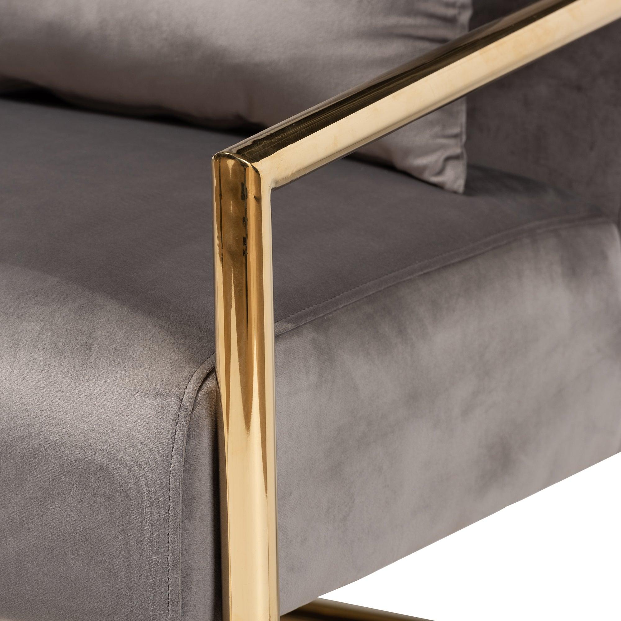 Mira Glam and Luxe Velvet Fabric Upholstered Finished Metal Lounge Chair