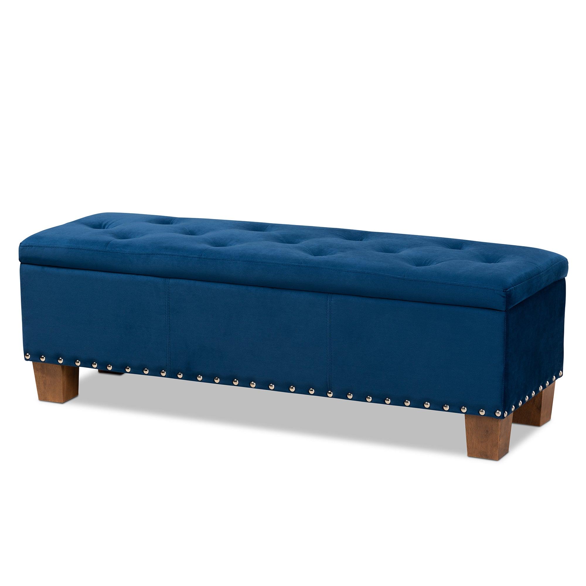 Hannah Modern and Contemporary Velvet Fabric Upholstered Button-Tufted Storage Ottoman Bench