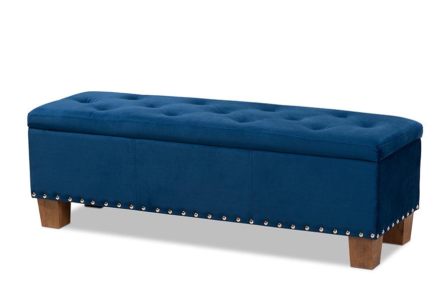 Hannah Modern and Contemporary Velvet Fabric Upholstered Button-Tufted Storage Ottoman Bench
