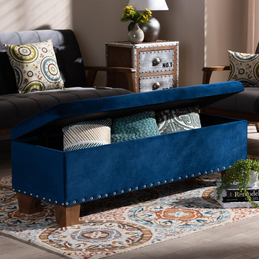 Hannah Modern and Contemporary Velvet Fabric Upholstered Button-Tufted Storage Ottoman