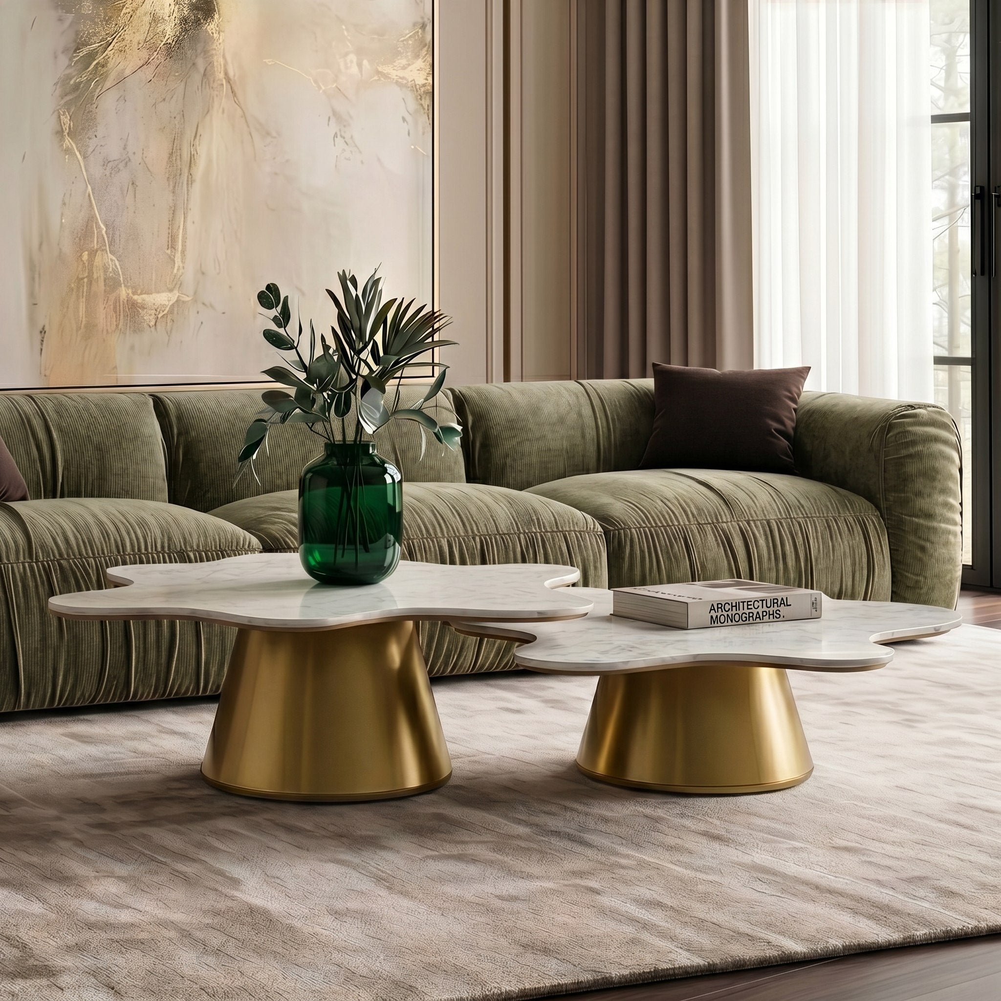 Gabbro Glam Marble and Nesting Coffee Table Set