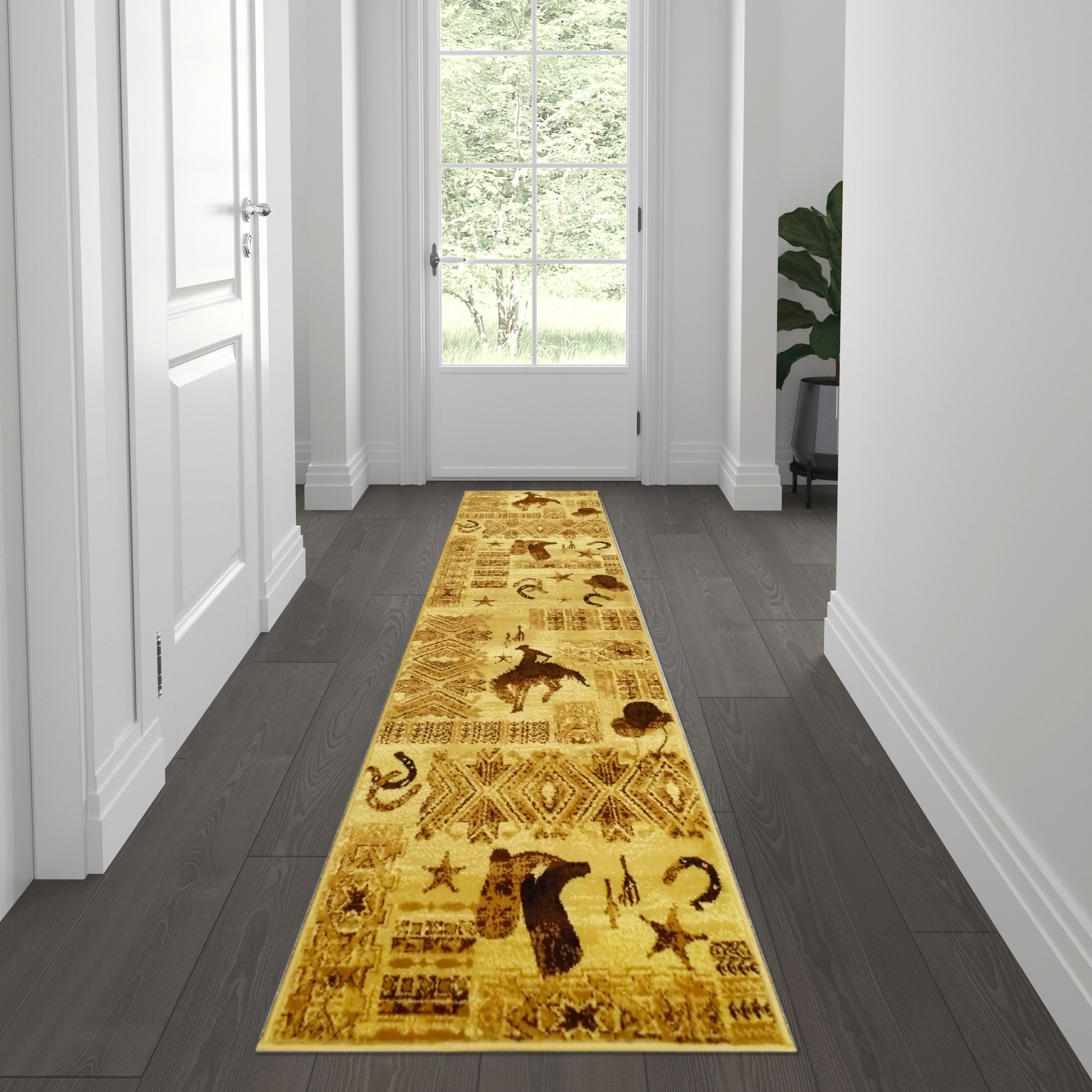 Brooks Collection Cowboy Inspired Runner Area Rug for Indoor Use-Indoor Area Rug-Flash Furniture-Wall2Wall Furnishings