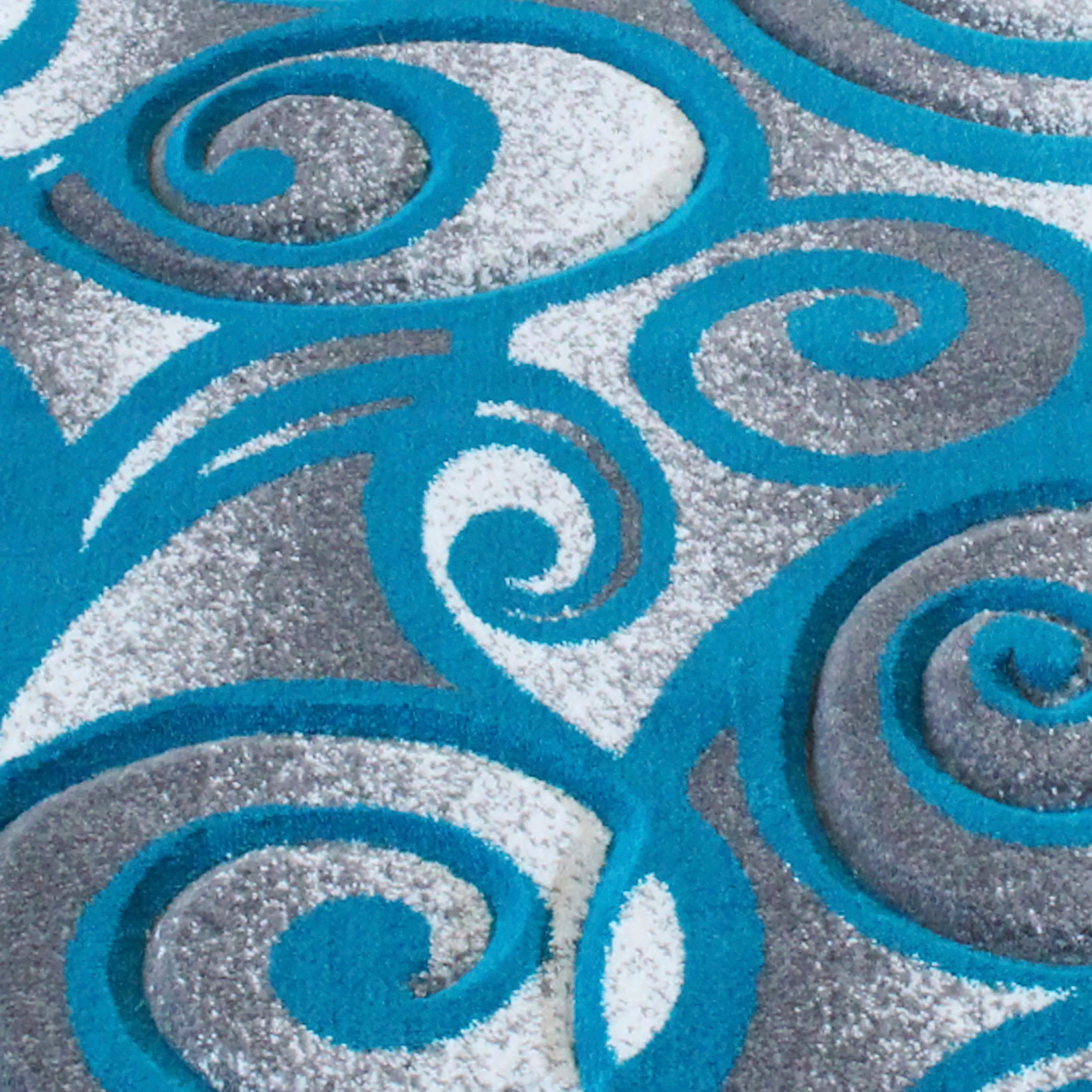Willow Collection Modern High-Low Pile Swirled Area Rug - Olefin Accent Rug - Entryway, Bedroom, Living Room-Indoor Area Rug-Flash Furniture-Wall2Wall Furnishings