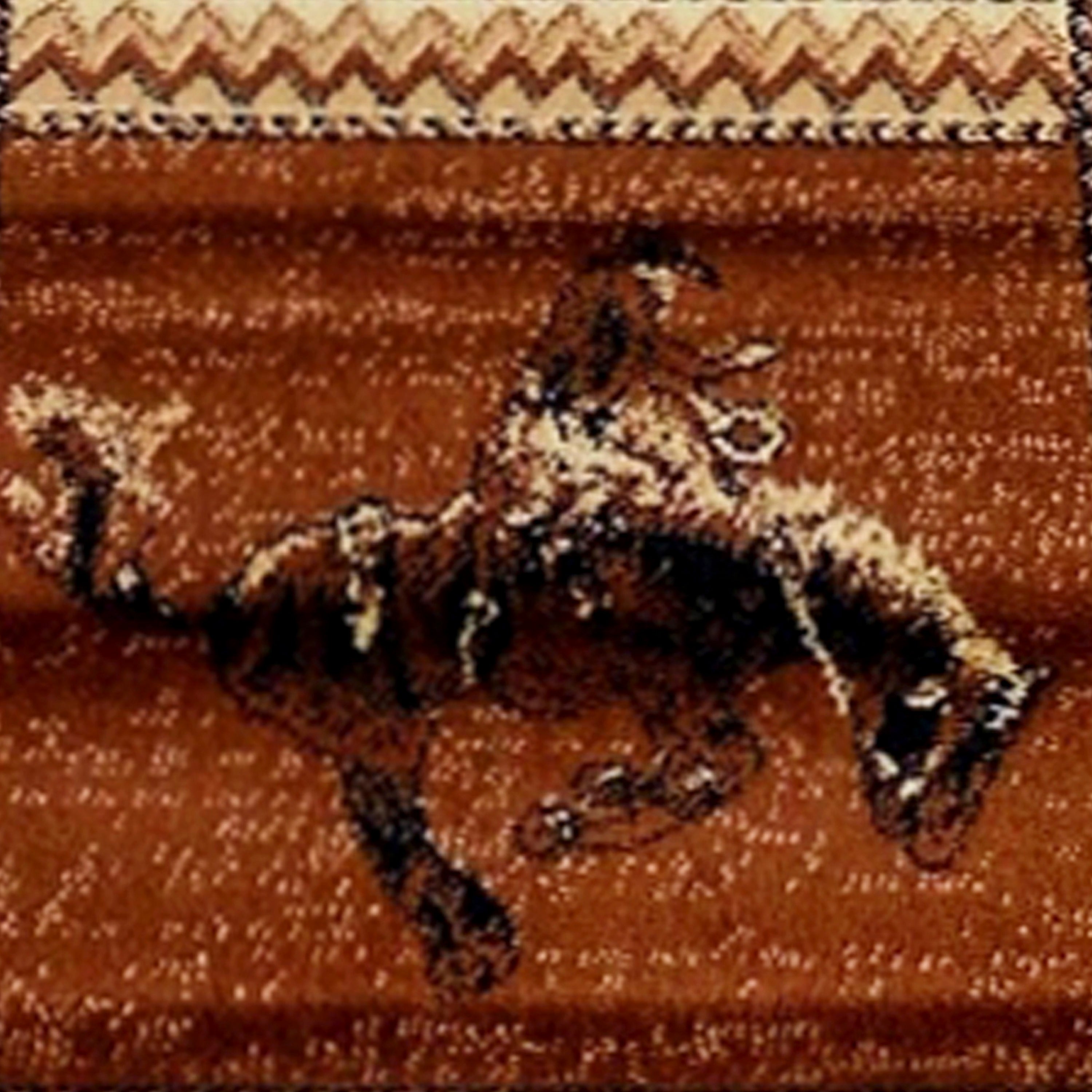 Hoytt Collection Bucking Bronco Cowboy Area Rug with Jute Backing for Indoor Use-Indoor Area Rug-Flash Furniture-Wall2Wall Furnishings