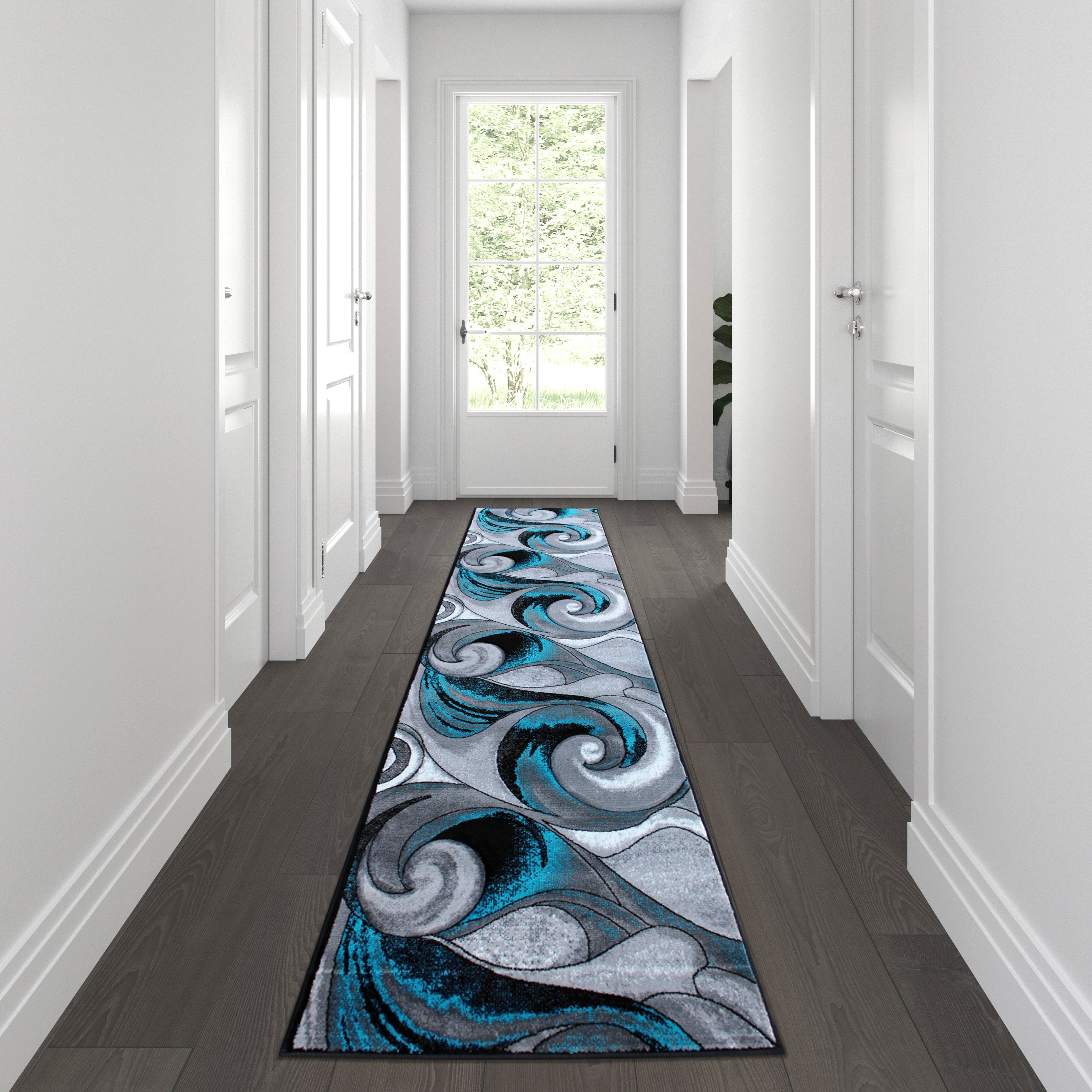 Tellus Collection Olefin Ocean Waves Pattern Area Rug with Jute Backing for Entryway, Living Room, Bedroom-Area Rug-Flash Furniture-Wall2Wall Furnishings