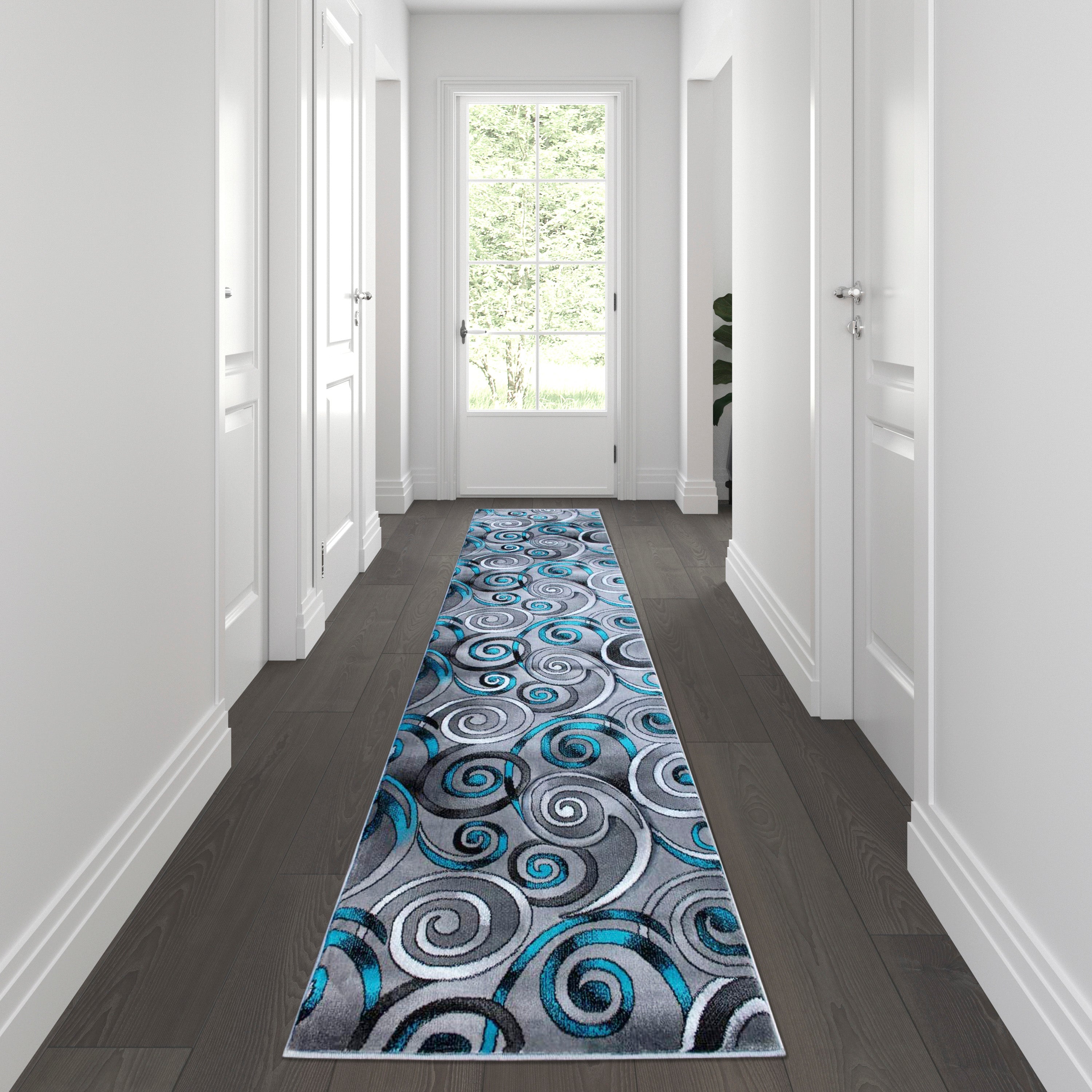 Masie Collection Swirl Olefin Area Rug with Jute Backing - Entryway, Living Room, Bedroom-Area Rug-Flash Furniture-Wall2Wall Furnishings