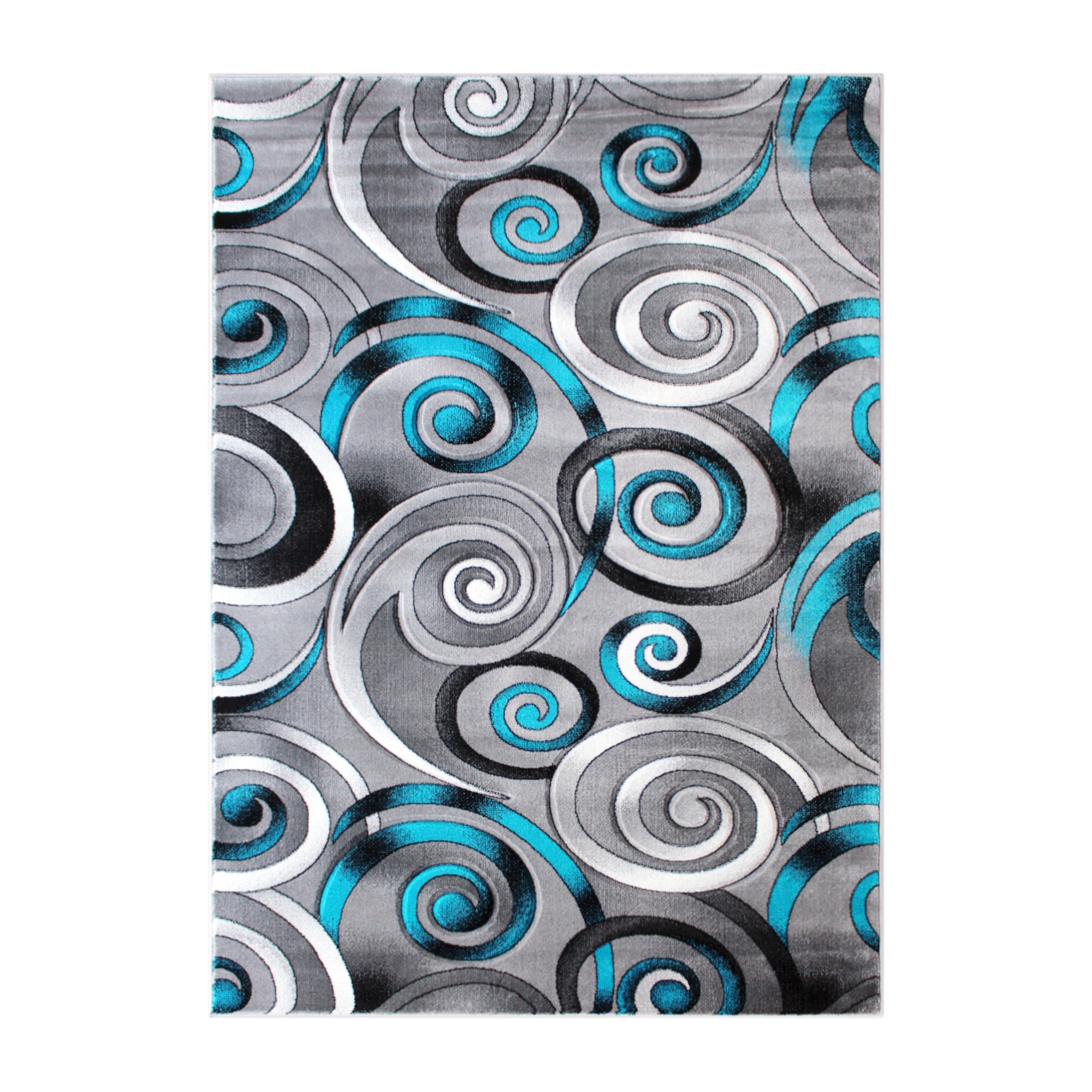 Masie Collection Swirl Olefin Area Rug with Jute Backing - Entryway, Living Room, Bedroom