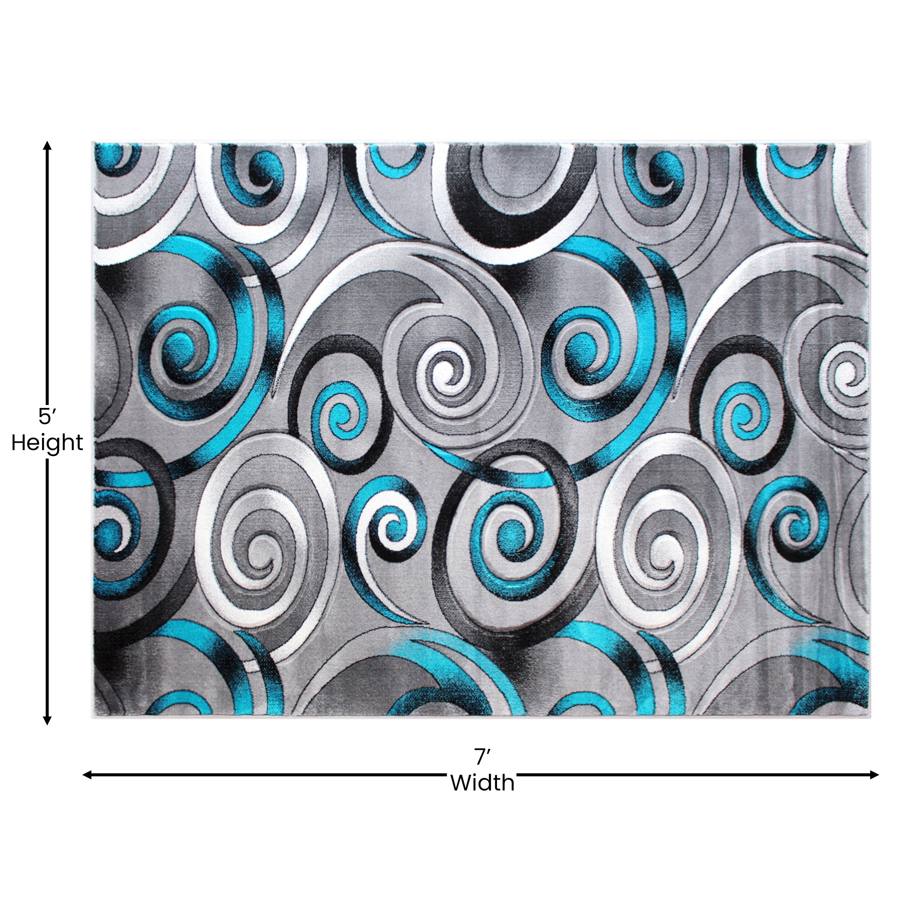 Masie Collection Swirl Olefin Area Rug with Jute Backing - Entryway, Living Room, Bedroom