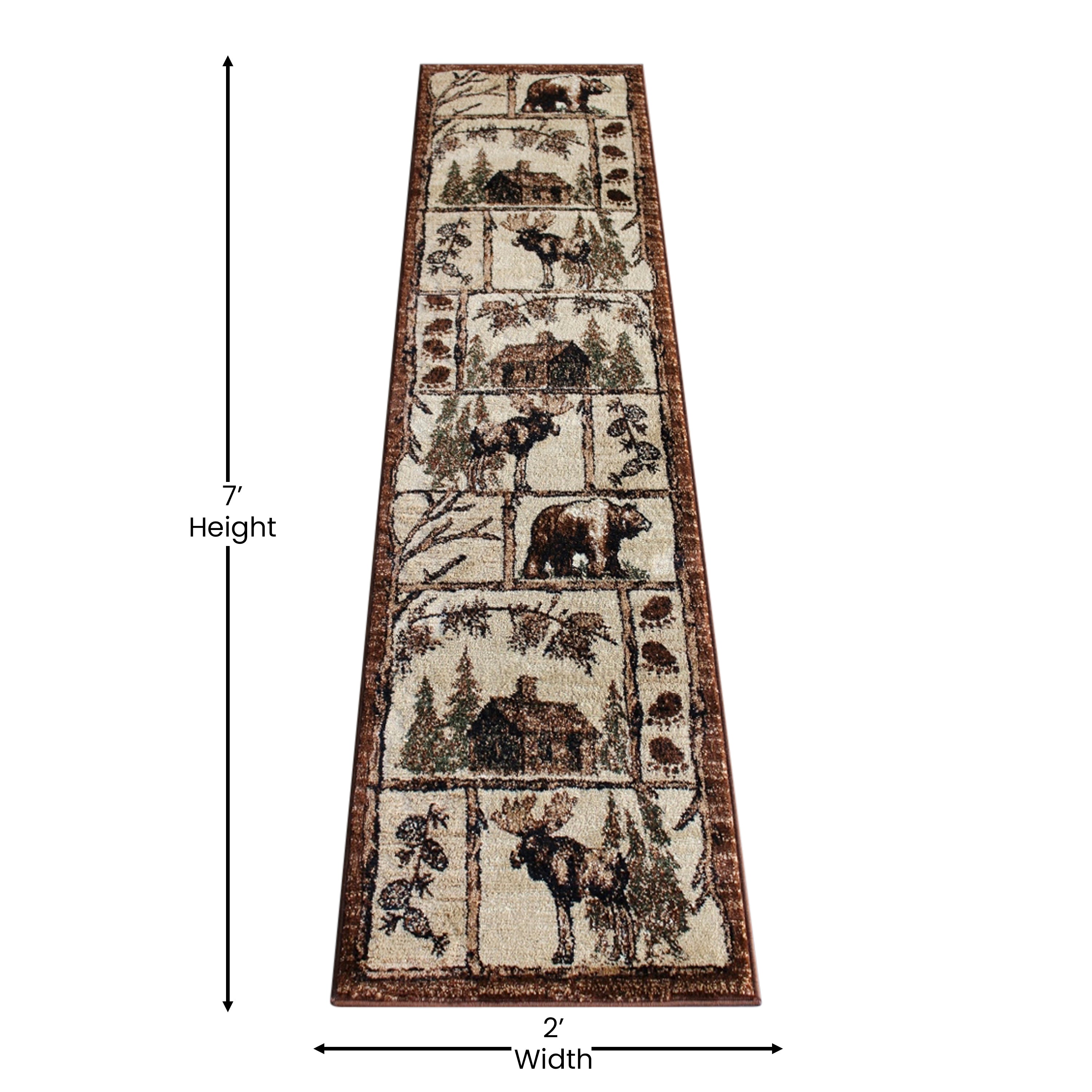 Vale Collection Rustic Wildlife Themed Area Rug - Olefin Rug with Jute Backing - Entryway, Living Room, or Bedroom
