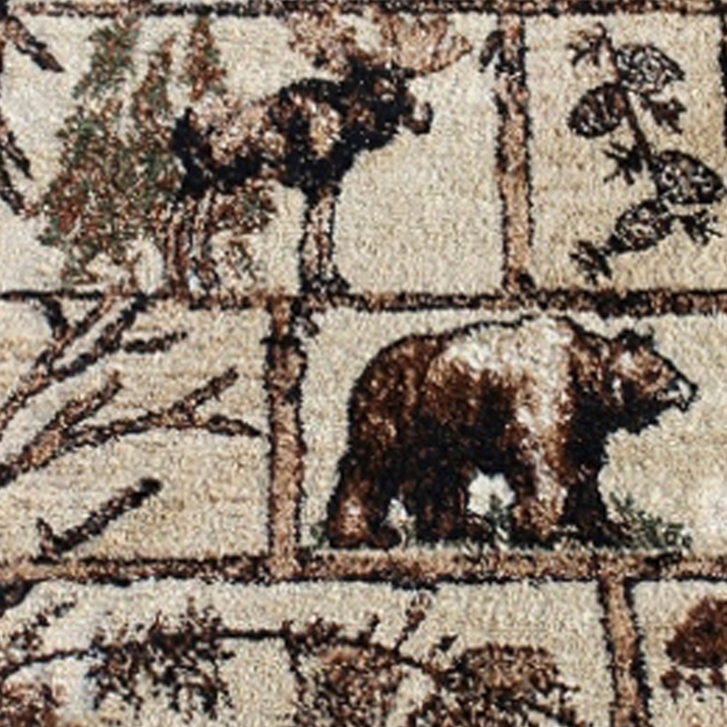 Vale Collection Rustic Wildlife Themed Area Rug - Olefin Rug with Jute Backing - Entryway, Living Room, or Bedroom