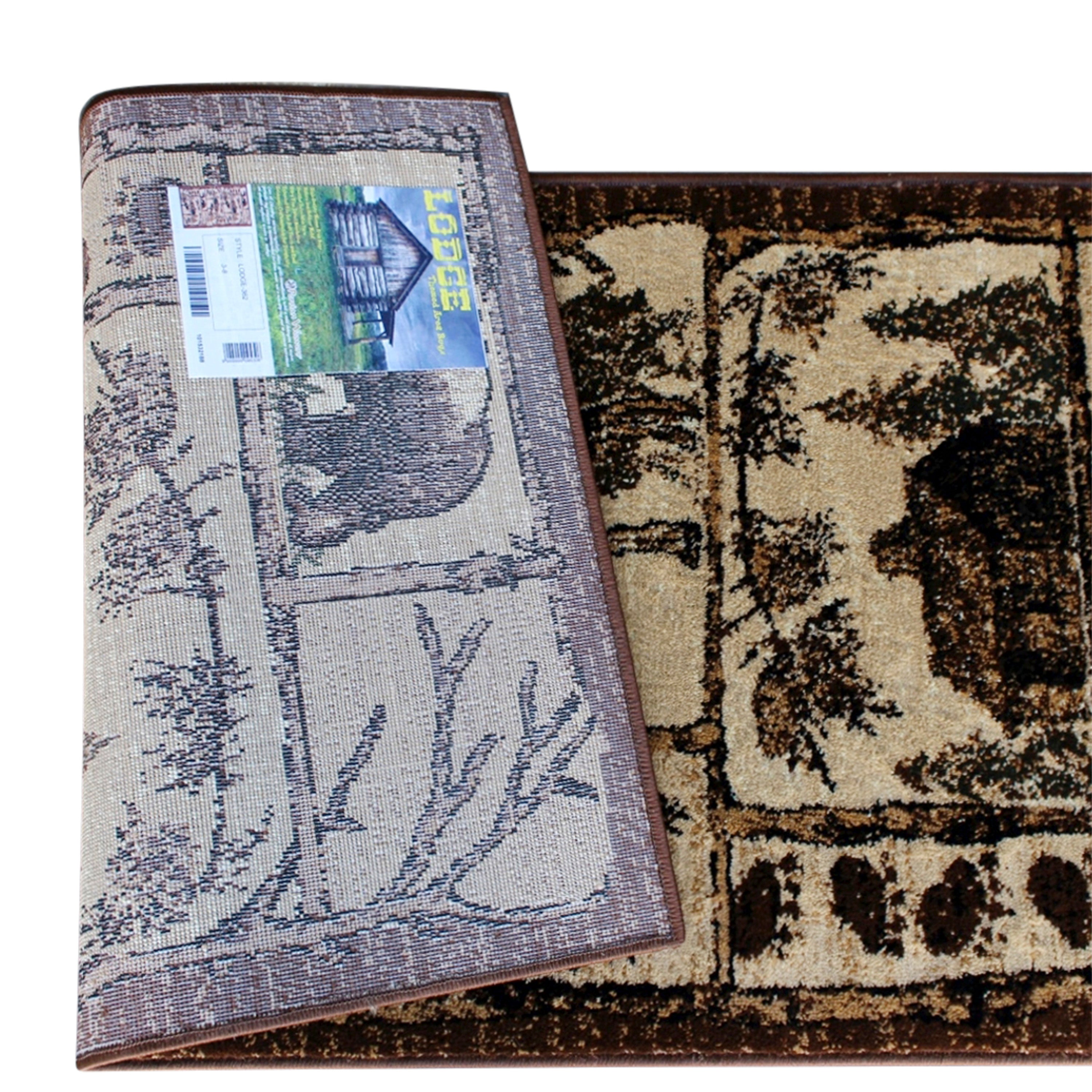 Vale Collection Rustic Wildlife Themed Area Rug - Olefin Rug with Jute Backing - Entryway, Living Room, or Bedroom