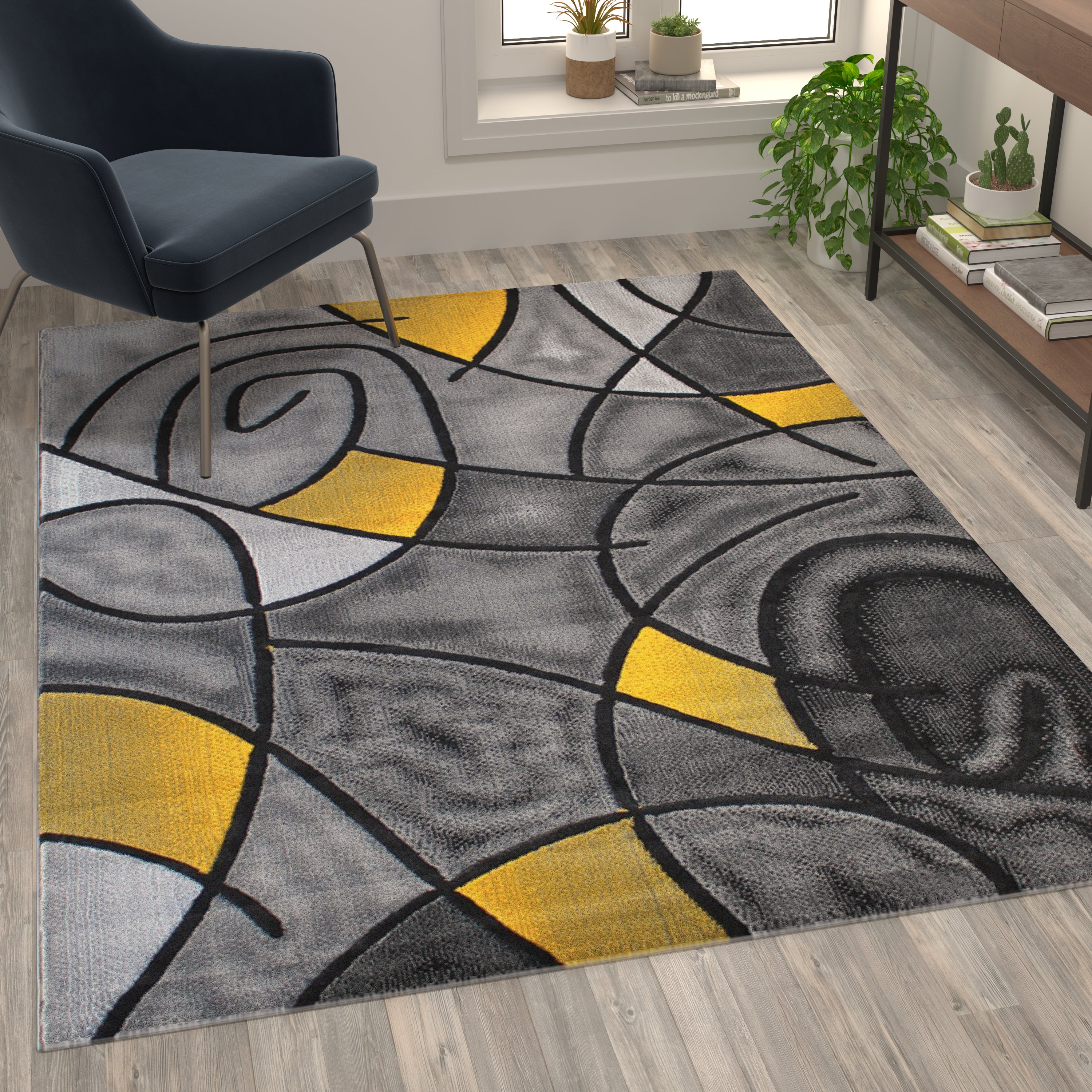 Jubilee Collection Modern Abstract Pattern Area Rug - Olefin Rug with Jute Backing - Living Room, Bedroom, & Family Room-Indoor Area Rug-Flash Furniture-Wall2Wall Furnishings