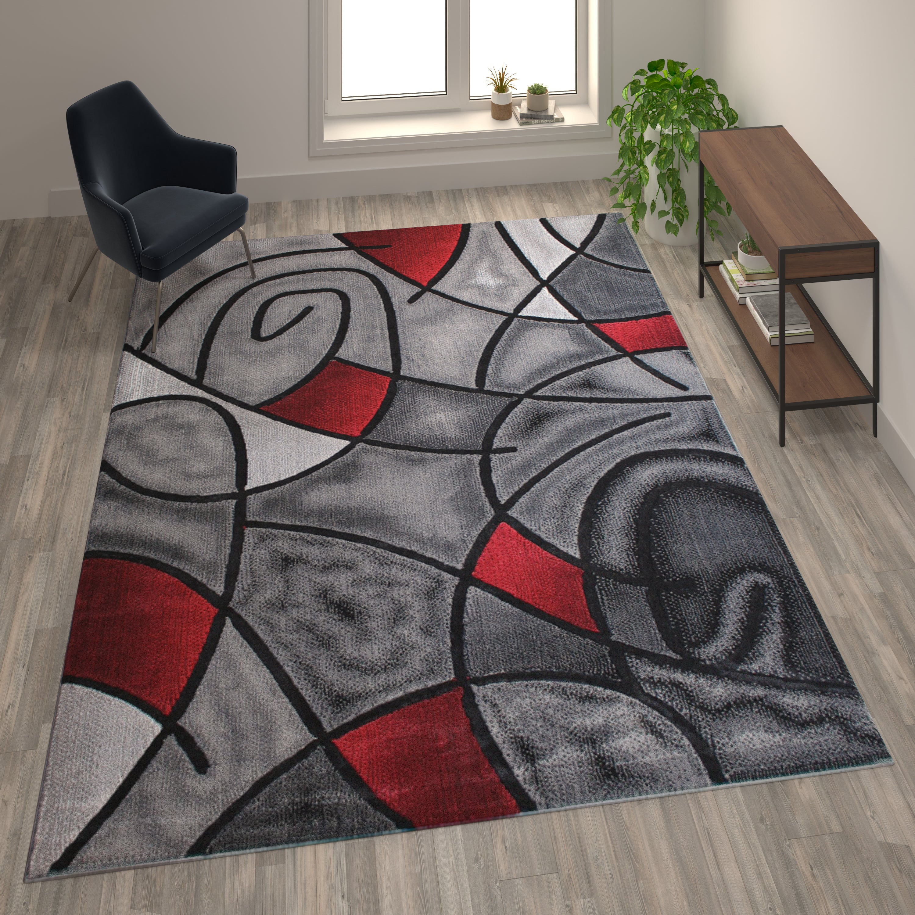 Jubilee Collection Modern Abstract Pattern Area Rug - Olefin Rug with Jute Backing - Living Room, Bedroom, & Family Room-Indoor Area Rug-Flash Furniture-Wall2Wall Furnishings