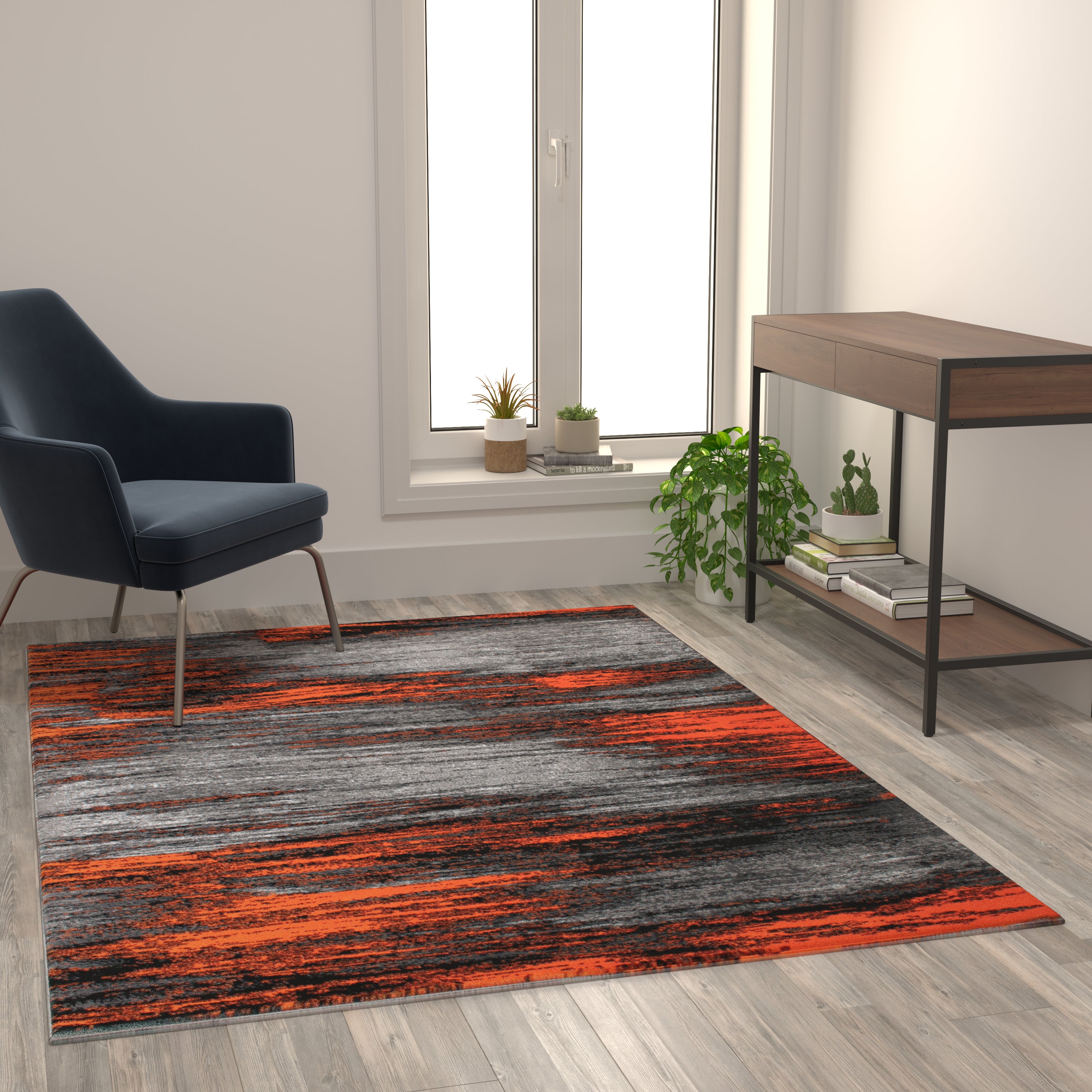 Rylan Collection Abstract Pattern Area Rug - Olefin Rug with Jute Backing - Living Room, Bedroom, & Entryway-Area Rug-Flash Furniture-Wall2Wall Furnishings