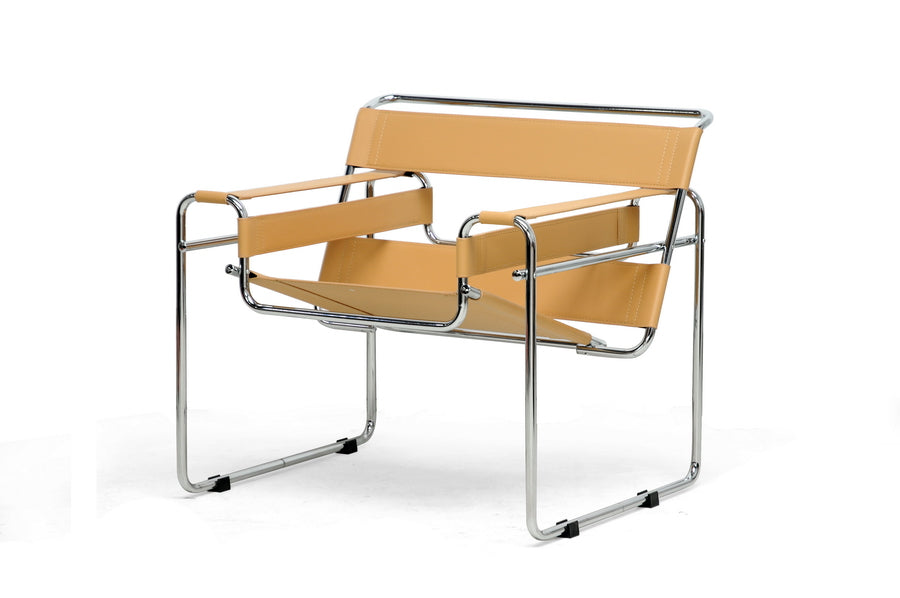 Jericho Leather Mid-Century Modern Accent Chair